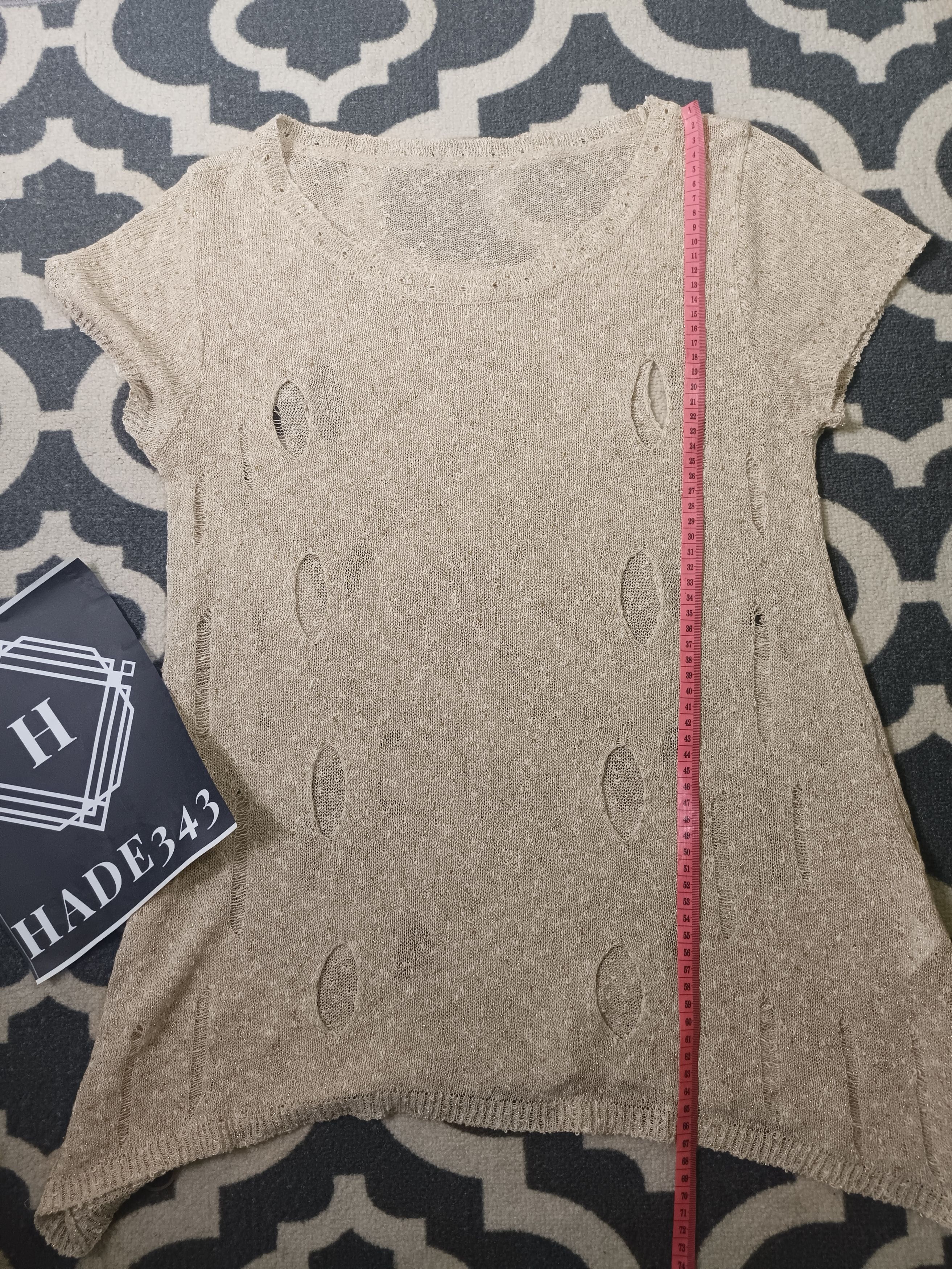 Japanese Brand JOINUS Distressed Glittery Knited Top Size XL / US 12-14 / IT 48-50 - 5 Thumbnail