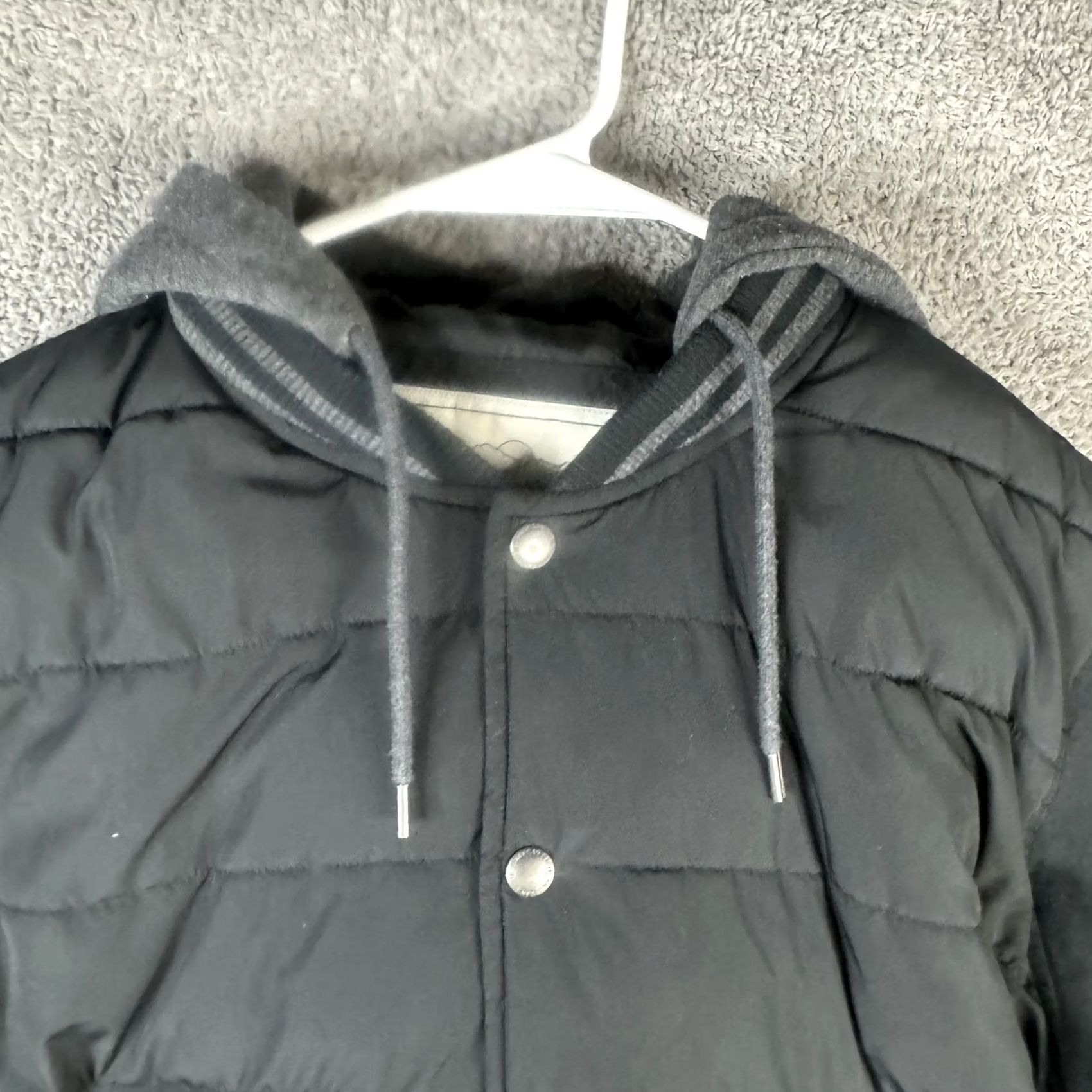 American Eagle Outfitters VINTAGE American Eagle Outfitters Jacket Mens M Black Hooded Quilted Puffer Varsity Snap Front Size US M / EU 48-50 / 2 - 6 Thumbnail