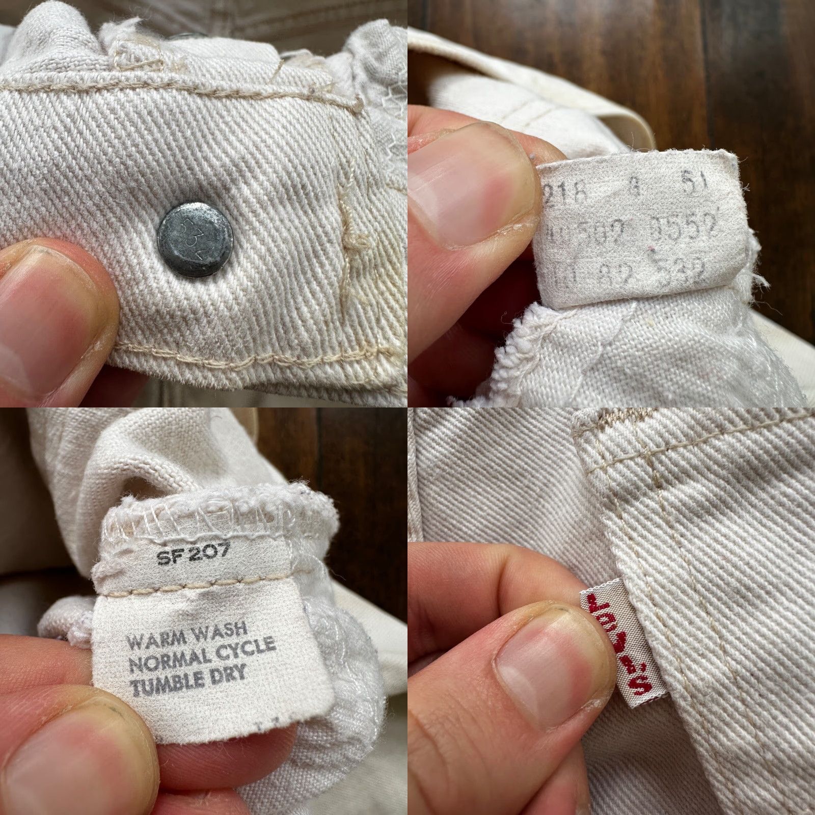 Levi's Vintage Levi's 501 Jeans Men 30x24 White Bleach Wash Mid Rise Straight Denim 80s USA Fashion Size US 30 / EU 46 - 8 Thumbnail
