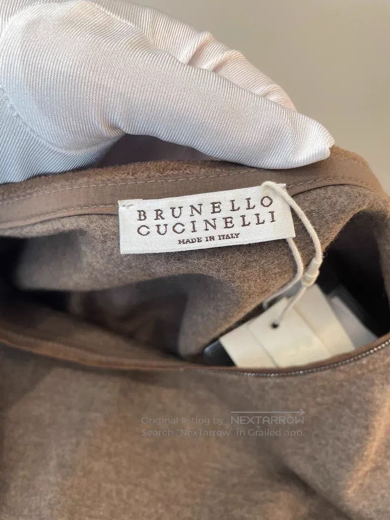 Brunello Cucinelli Brunello Cucinelli Beige Raw Wool Dress Size S / US 4 / IT 40 - 3 Thumbnail