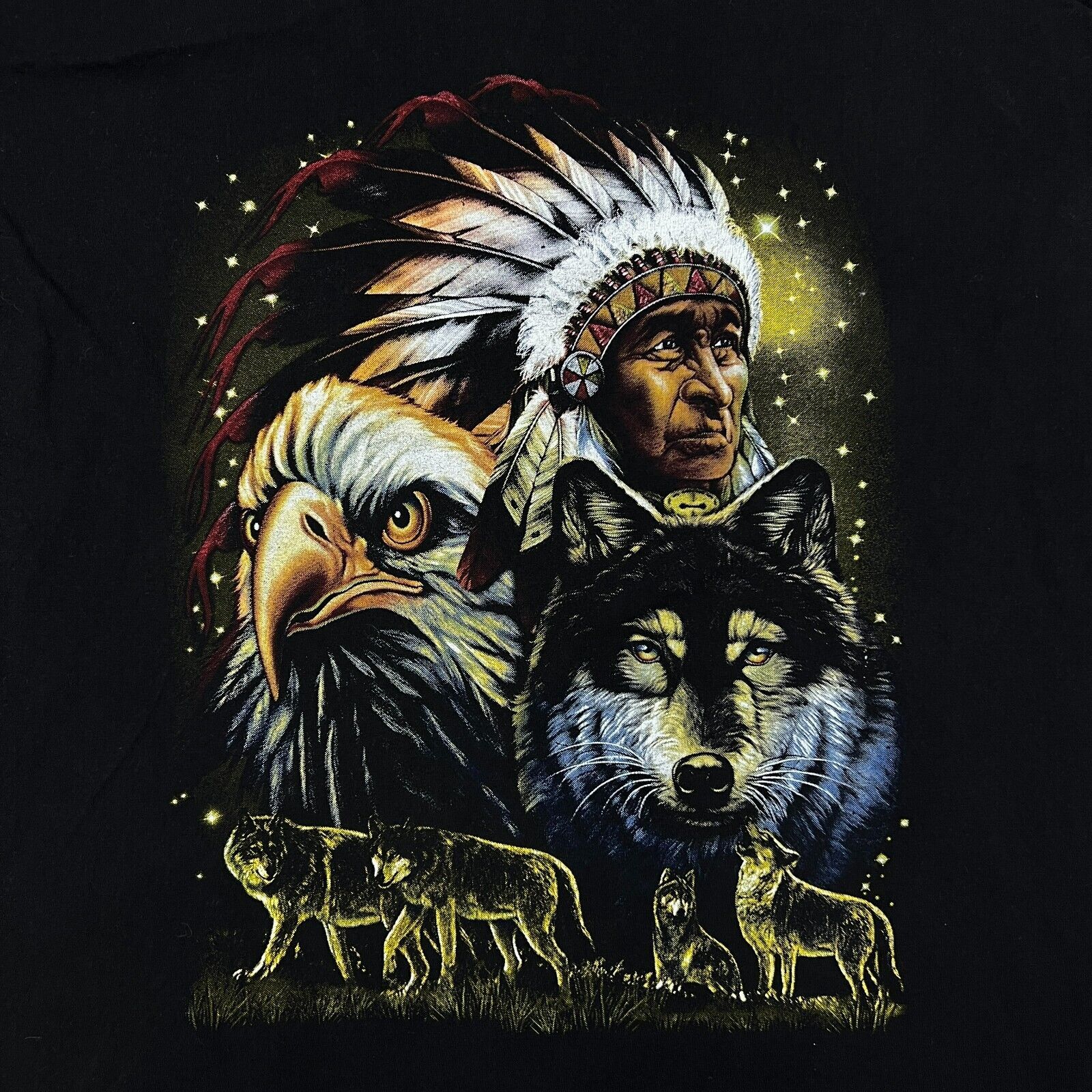 Vintage Vintage Y2K Native American T Shirt Eagle Animal Graphic Tee Size US L / EU 52-54 / 3 - 2 Thumbnail