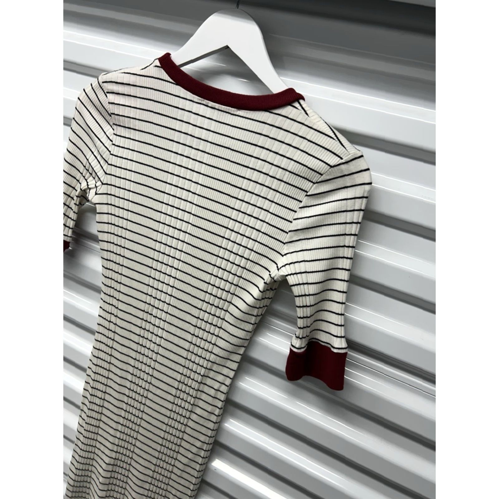Joie JOIE Women’s Porcelain Cream Viscose Blend Pleated Striped Shift Dress XS Women Dress Size XS / US 0-2 / IT 36-38 - 5 Thumbnail