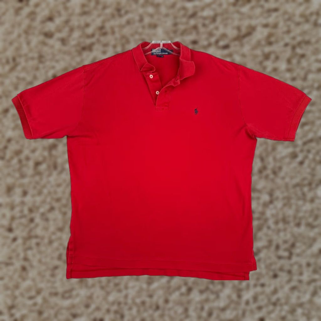 Ralph Lauren VINTAGE Ralph Lauren Shirt Polo Adult XL Red Short Sleeve 100% Cotton Polo Shirt Men’s Slim Fit Size US XL / EU 56 / 4 - 1 Thumbnail
