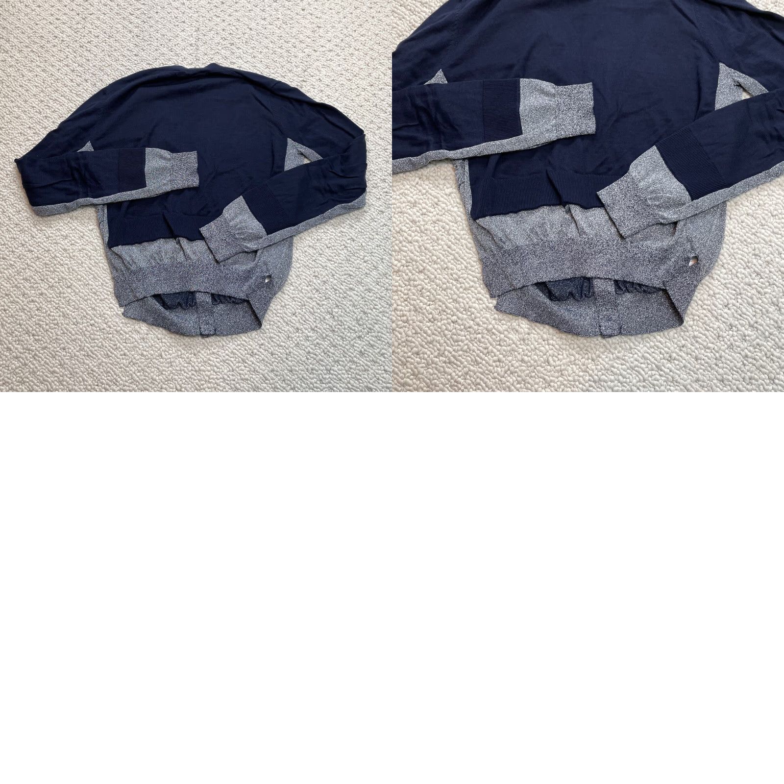 Bcbgmaxazria VINTAGE BCBGMAXAZRIA Cardigan Sweater Womens Medium Navy Combo Blue Silk Button Up Soft Size M / US 6-8 / IT 42-44 - 8 Thumbnail