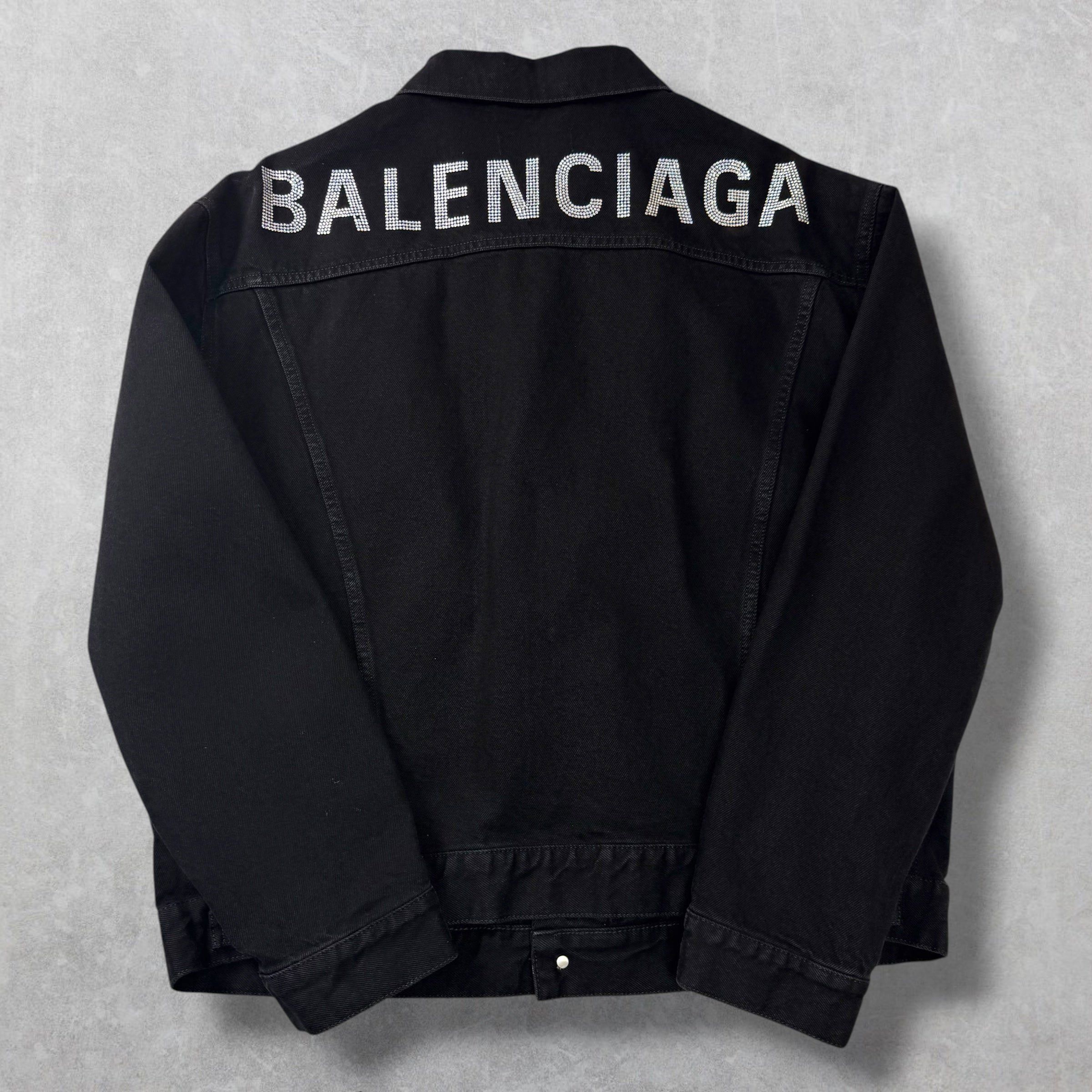 Balenciaga Balenciaga Crystal Logo Denim Jacket 36 (M) Size US M / EU 48-50 / 2 - 1 Thumbnail