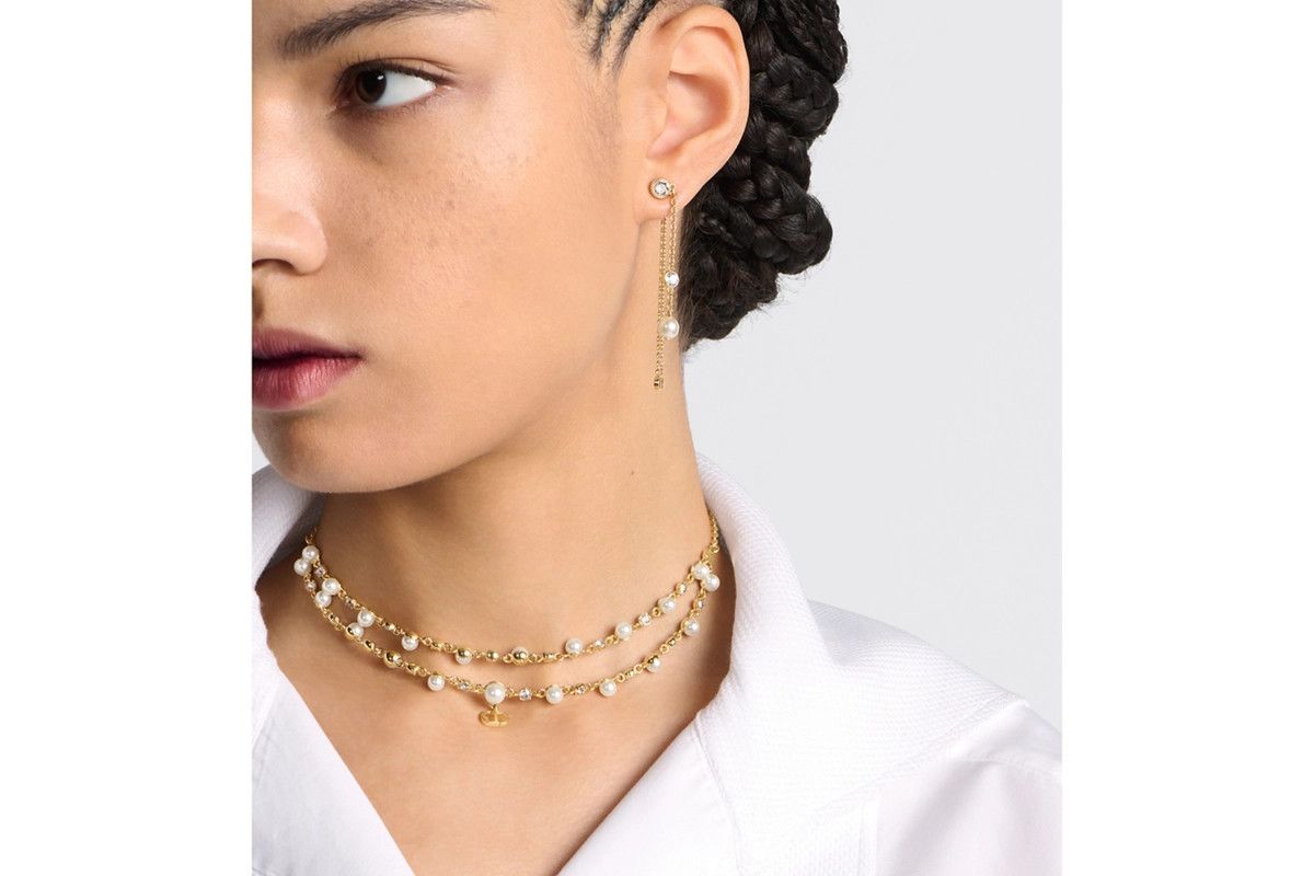 Dior o1bcso1str0126 Size:OS/Cd Treasure Earrings in Golden/White Size ONE SIZE - 6 Thumbnail