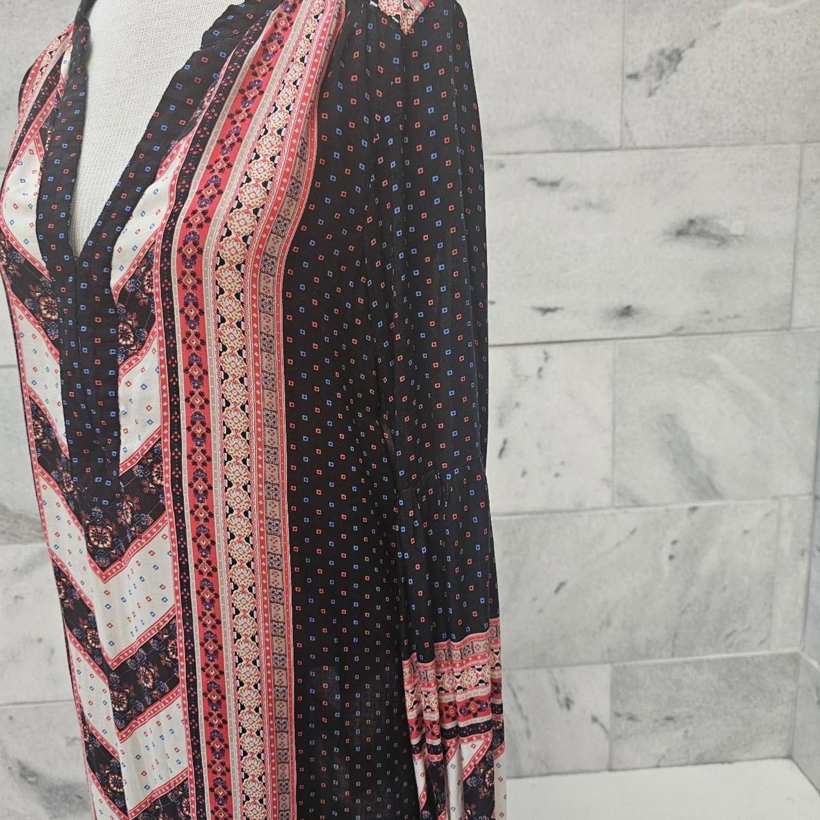 Other Women's Red and Navy Sheer Boho Style Shirt or Dress Size M / US 6-8 / IT 42-44 - 3 Thumbnail