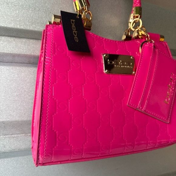Bebe NWT BEBE DANA MONOGRAM TOP HANDLE CROSSBODY HOT PINK BAG W C Size ONE SIZE - 2 Thumbnail