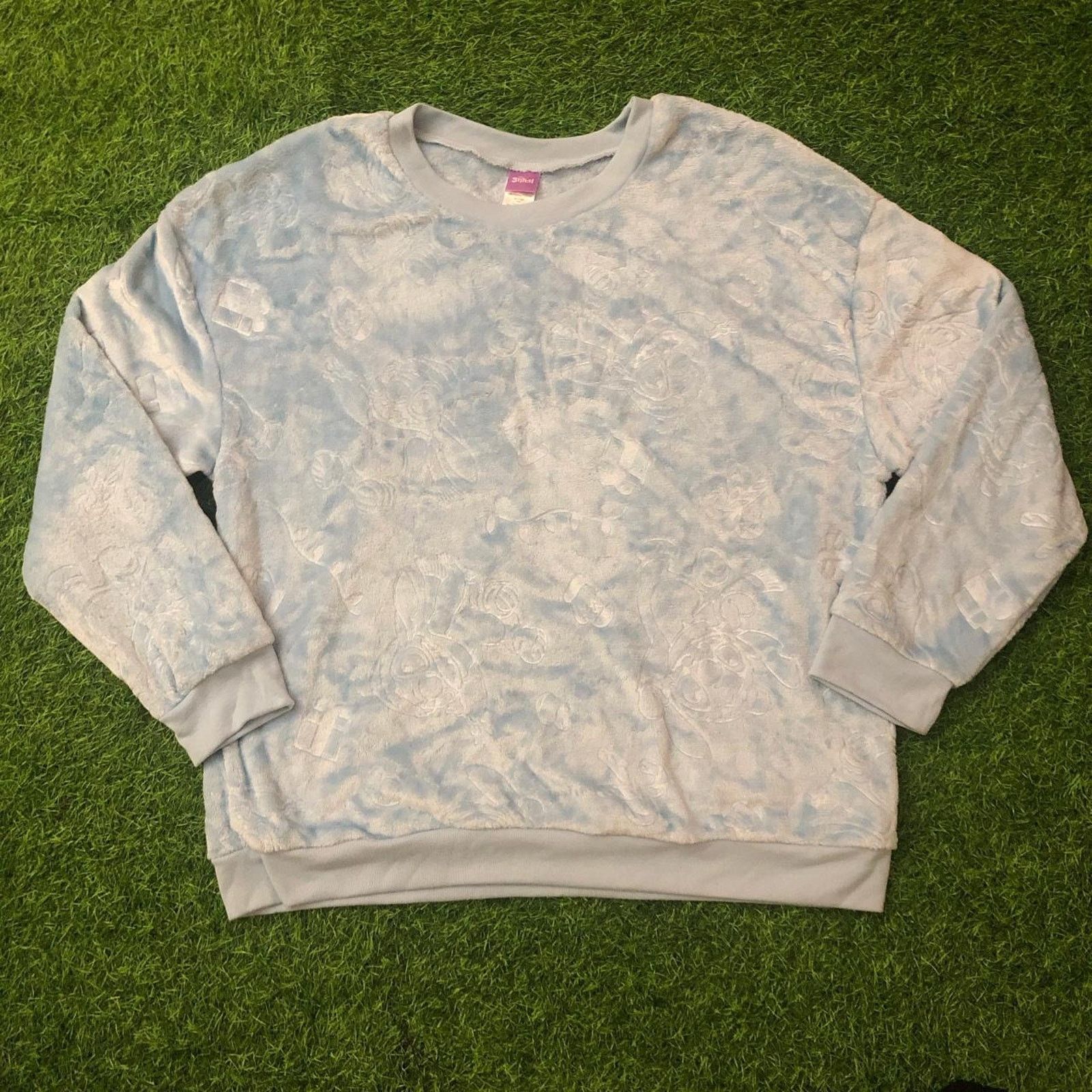 Disney Disney Light Blue Stitch Graphic Fuzzy Pattern Crewneck Size US XXL / EU 58 / 5 - 1 Thumbnail