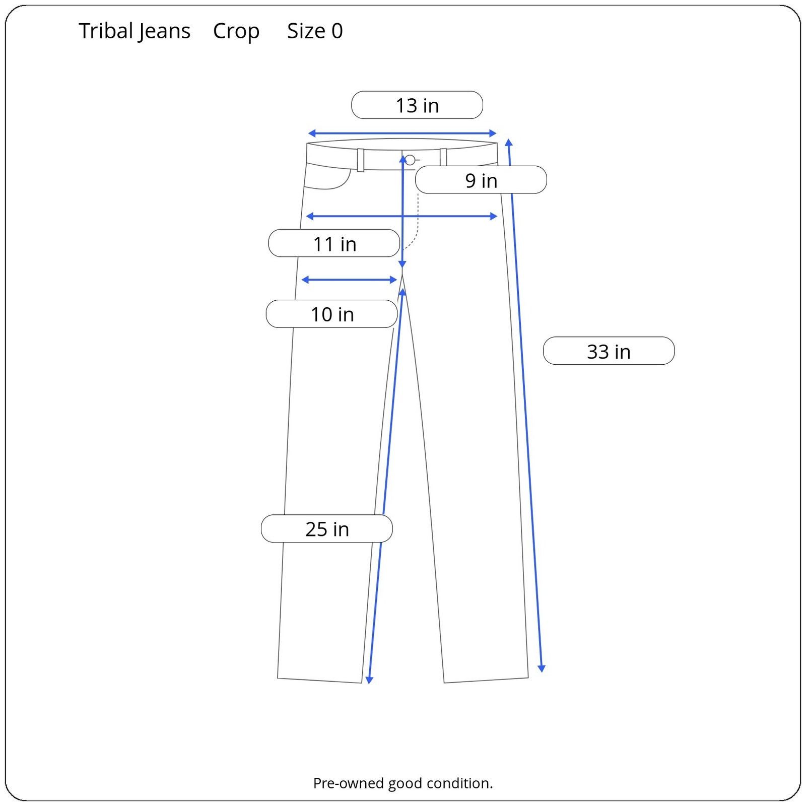 Other Tribal Women’s Size 0 Mid-Rise Wide Leg Crop Blue Jeans Size 25" / US 0 / IT 36 - 4 Thumbnail