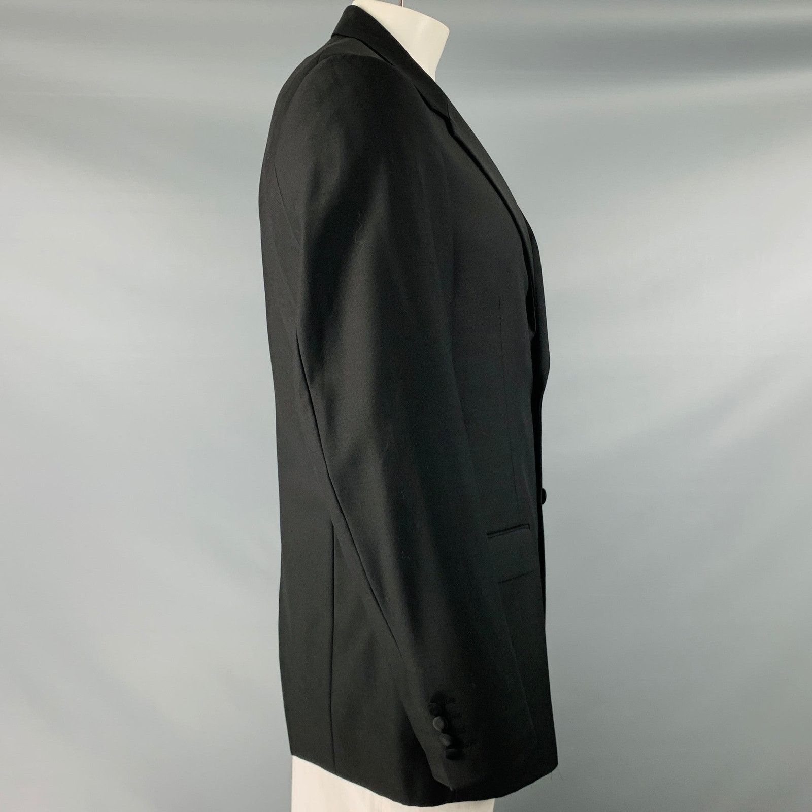 Calvin Klein CALVIN KLEIN COLLECTION Black Wool Notch Lapel Sport Coat Size 44R - 2 Thumbnail