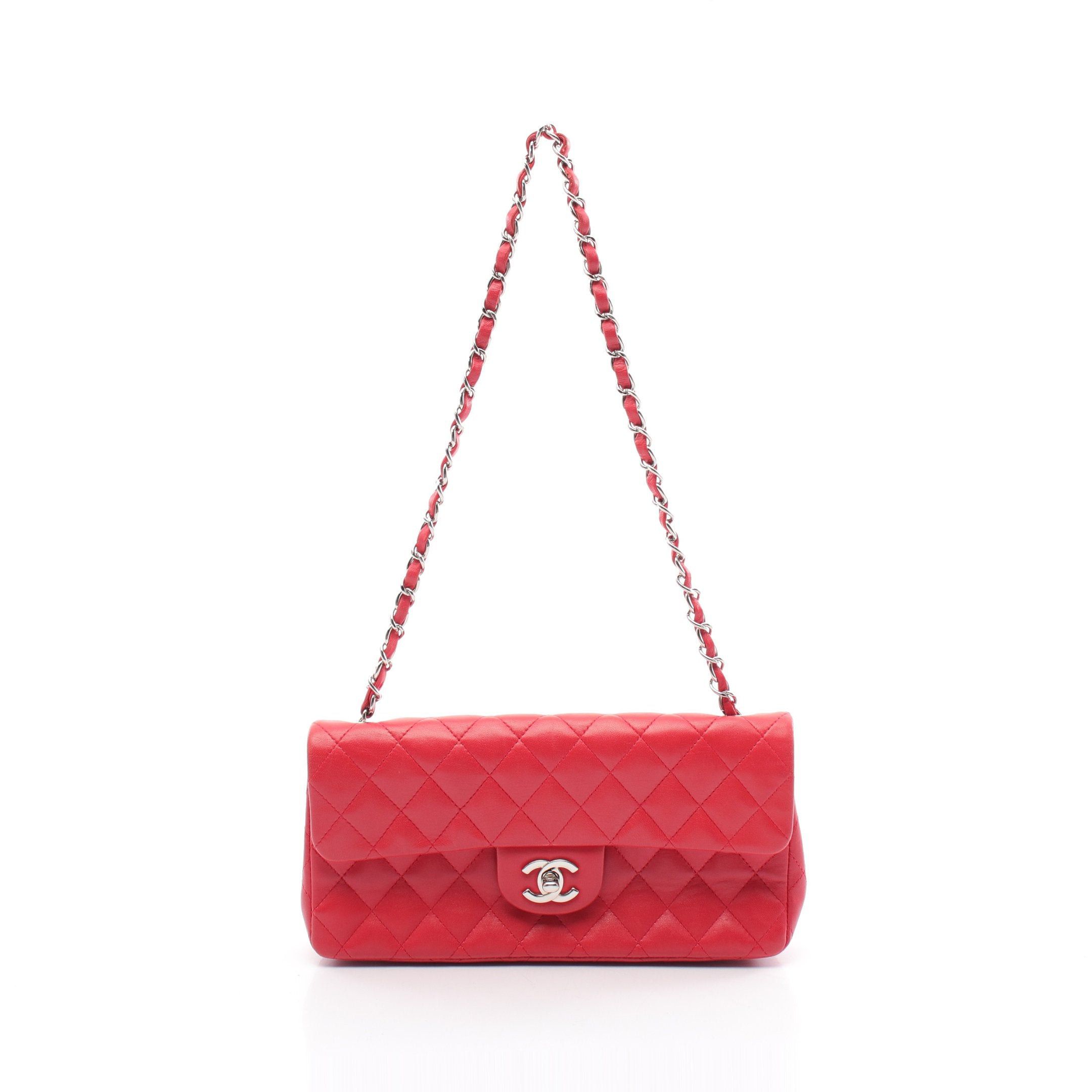 Chanel Chanel Matelasse Single Flap Chain Shoulder Bag Lambskin Red Silver Hardware Size ONE SIZE - 1 Thumbnail