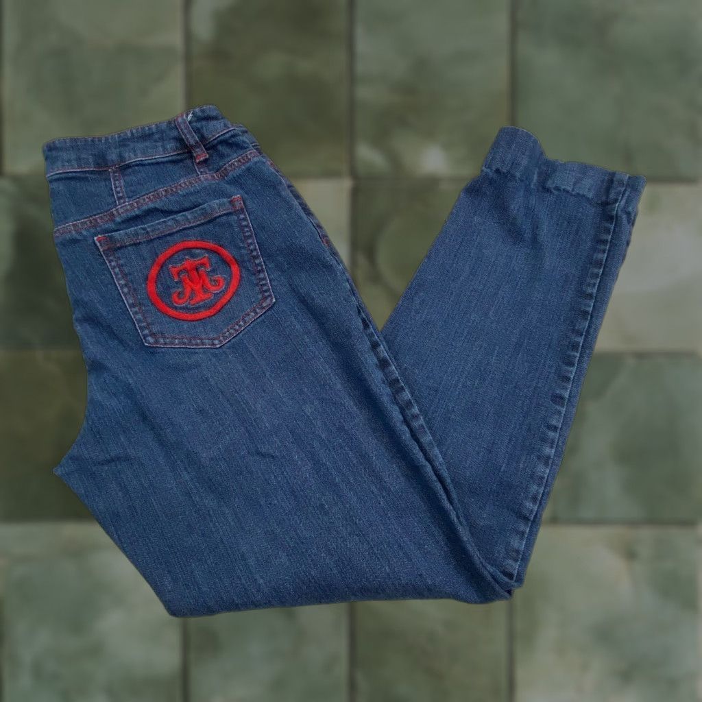 Vintage Miss Tina Womens Blue Denim Straight Mid Rise Jeans 32x28 Size 34" / US 12 / IT 48 - 1 Thumbnail