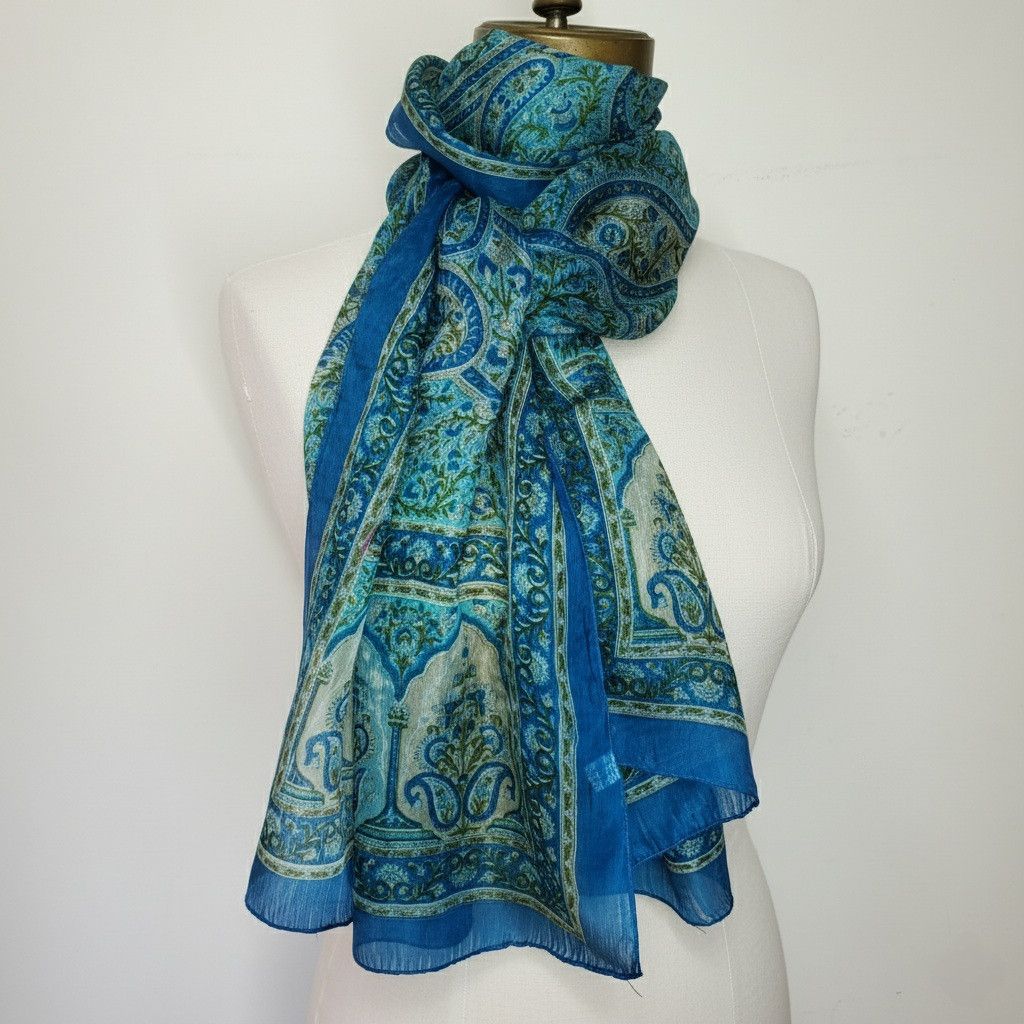 Other Made in India 68x19" Scarf 100% Silk Vintage Chiffon Size ONE SIZE - 1 Thumbnail
