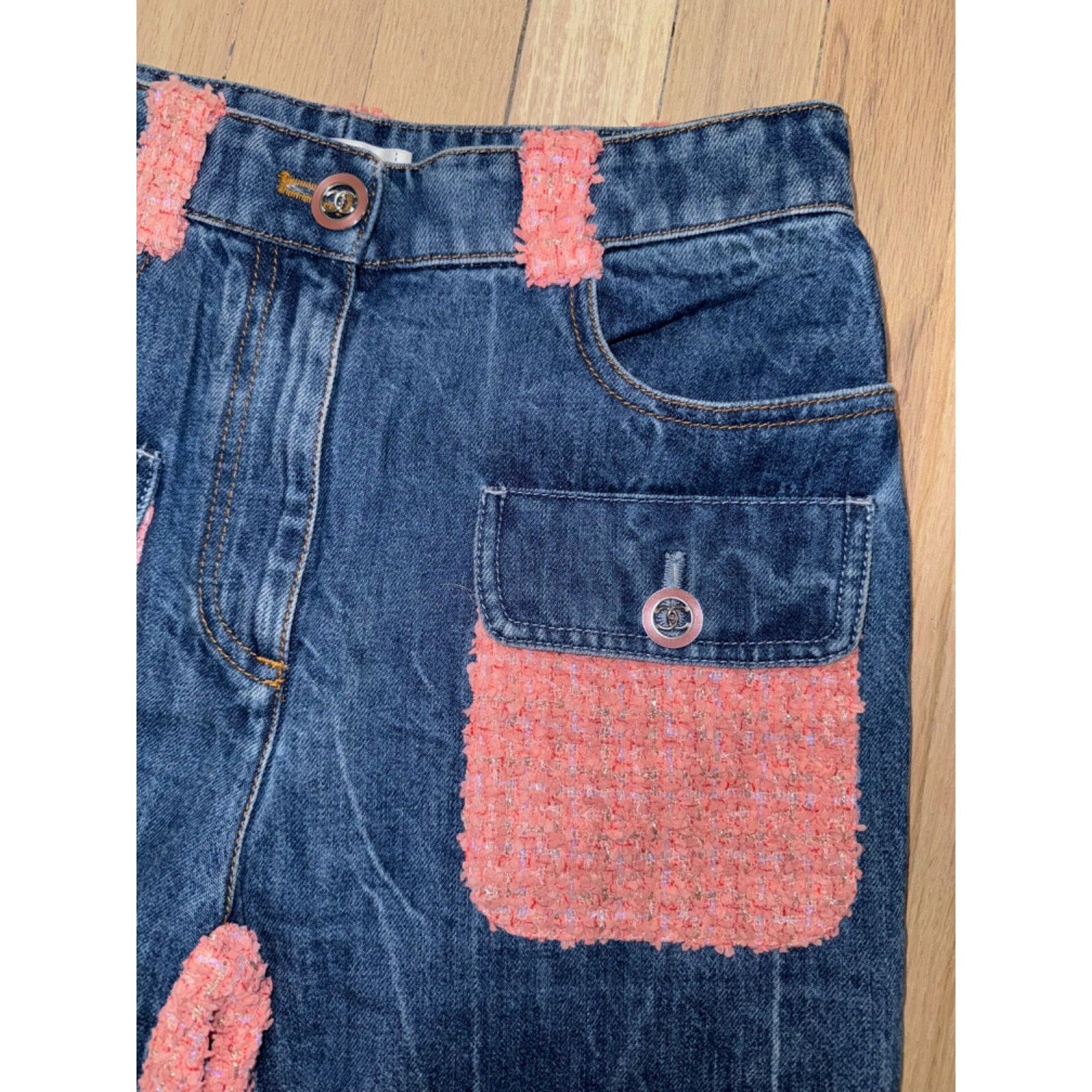 Chanel Chanel Gold Iridescent Tweed CC Logo Button Regular Jeans 38 Size 26" / US 2 / IT 38 - 12 Thumbnail