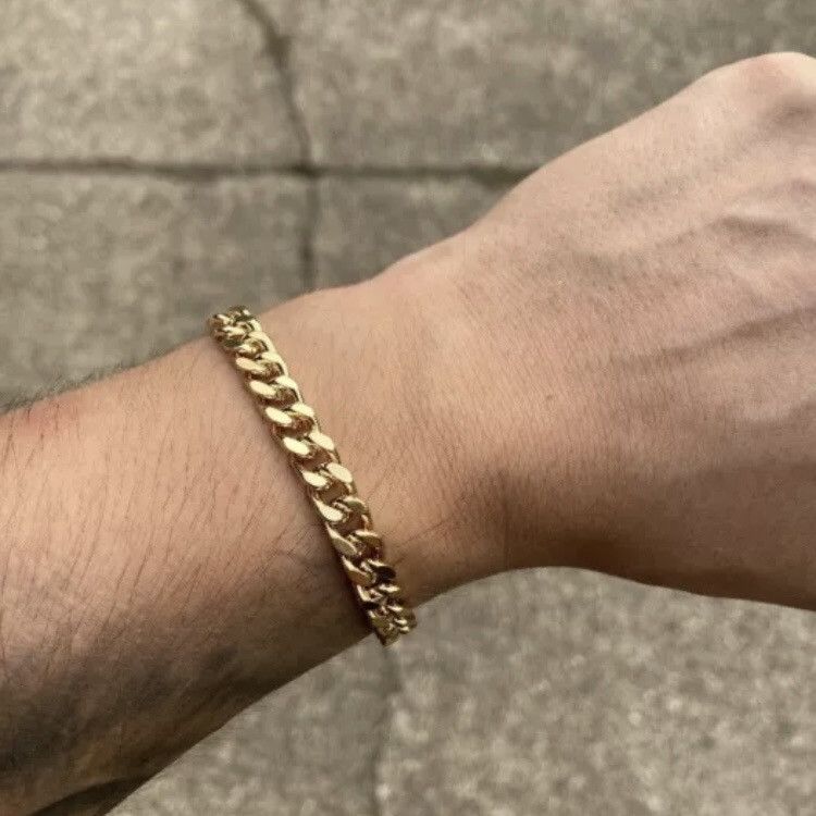 Jewelry Gold Bracelet Cuban Curb 8in 8mm Size ONE SIZE - 1 Thumbnail