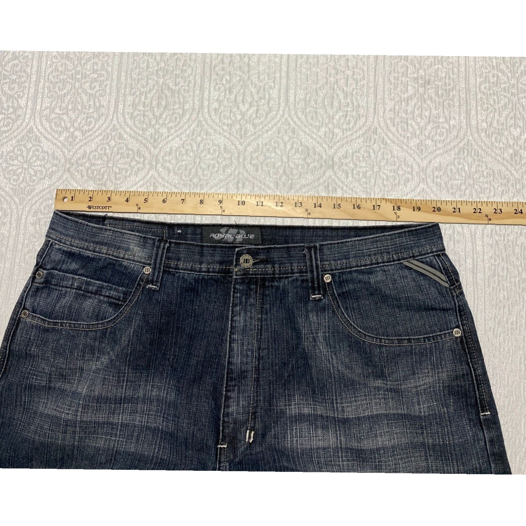 Denime ROYAL BLUE Jeans Mens 40x34 Dark Wash Straight Wide Leg Cotton Denim Pants Size US 40 / EU 56 - 7 Thumbnail