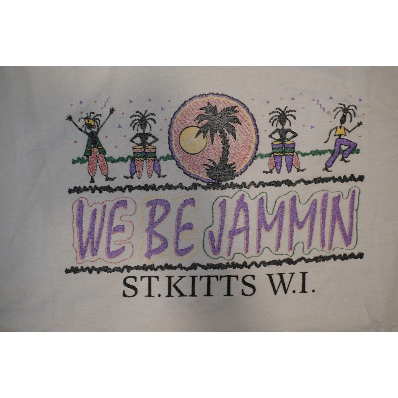 Hanes Vintage 90s Hanes Heavyweight WE BE JAMMIN ST KITTS Tee XL Size US XL / EU 56 / 4 - 2 Thumbnail