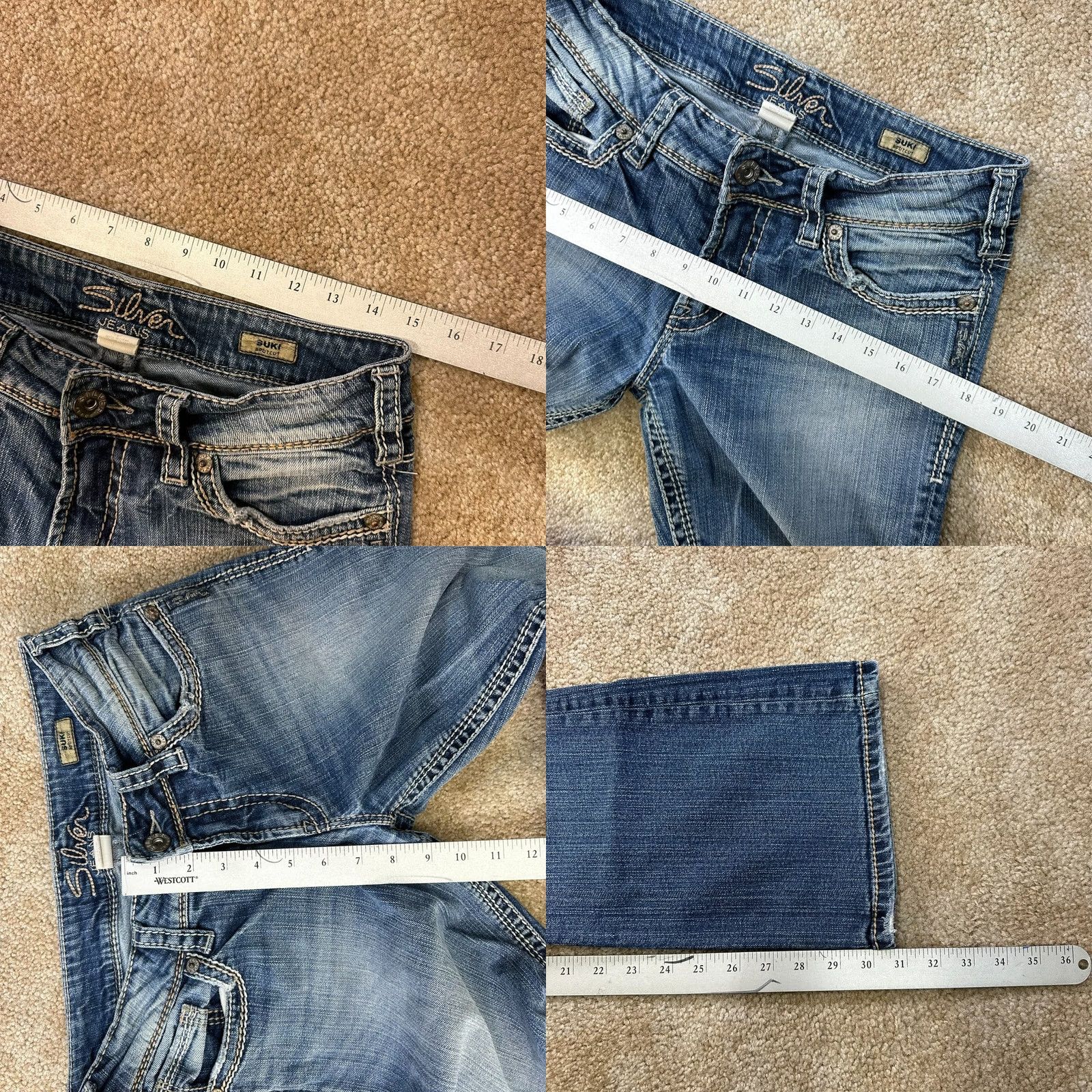 Silver Jeans Co. Silver Jeans Suki Bootcut Jeans Womens 29x32 Blue Denim Stretch Slim Mid Rise 5-Pocket Size 29" - 8 Thumbnail