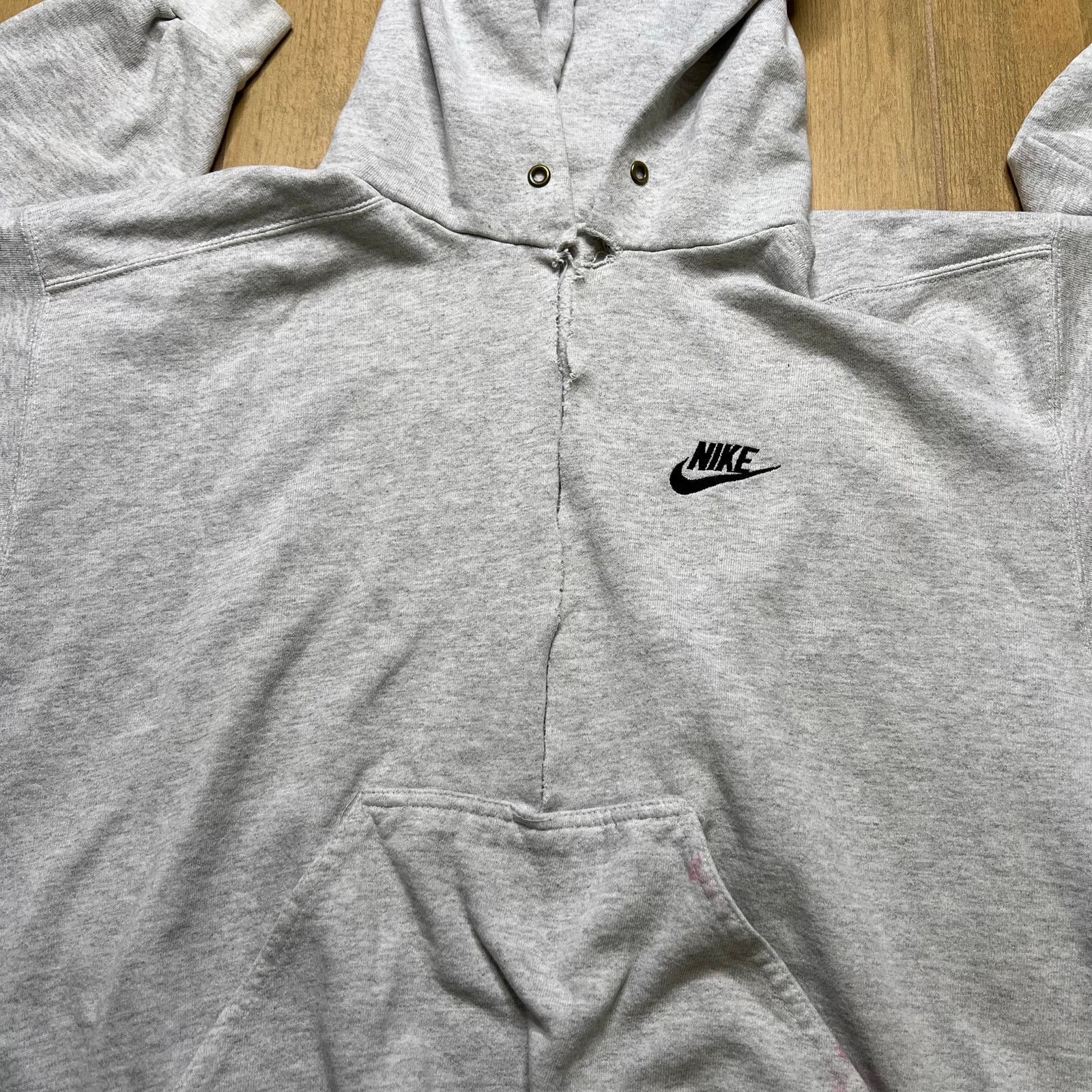 Nike Vintage 90s Nike Swoosh Hoodie Grey Size XL Distress Rip Size US XL / EU 56 / 4 - 10 Thumbnail