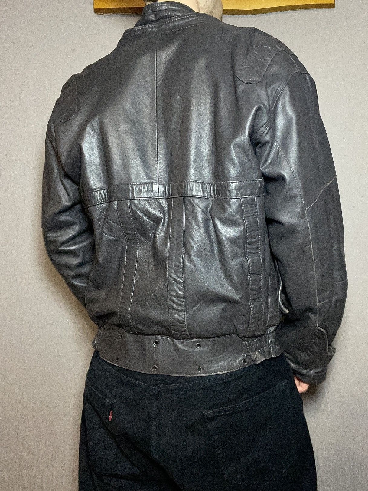 Genuine Leather Crazy Vintage Leather Bomber Jacket Biker Rick Owens Style Size US M / EU 48-50 / 2 - 6 Thumbnail