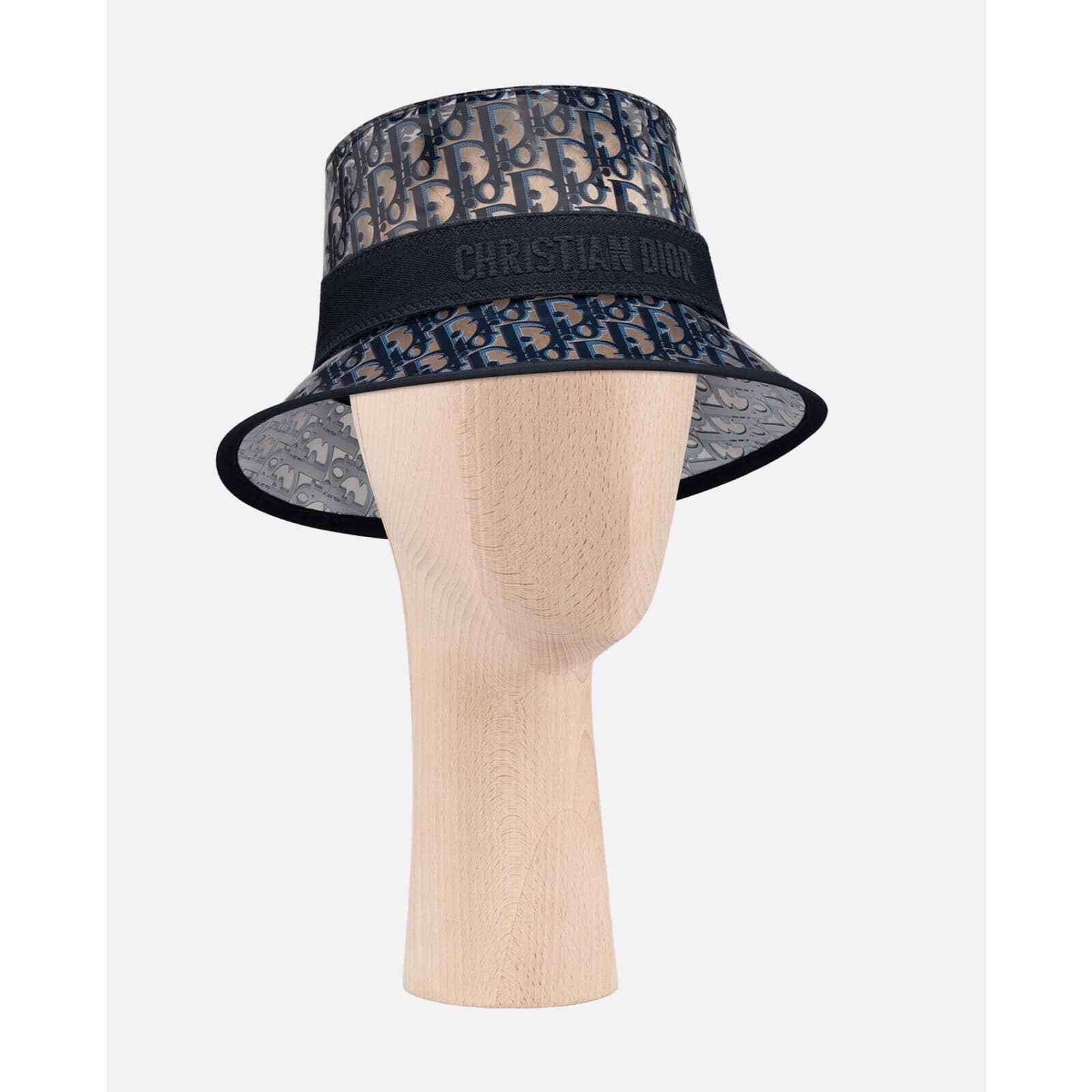 Dior French Oblique Logo Transparent Clear Sun Bucket Hat 57