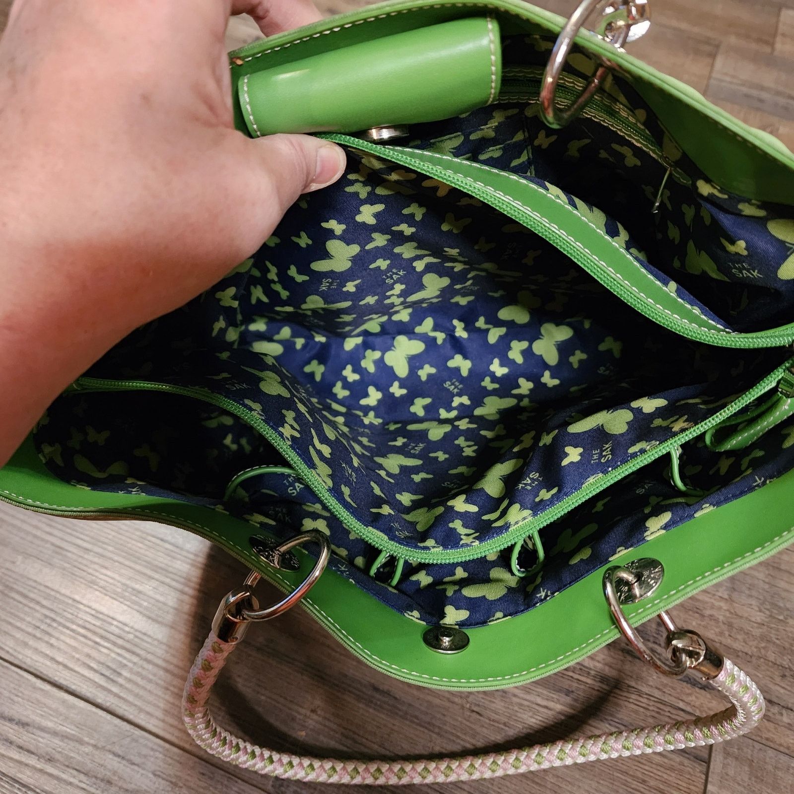 The Sak The Sak Green Canvas handbag Braided handle beautiful inside Size ONE SIZE - 6 Thumbnail