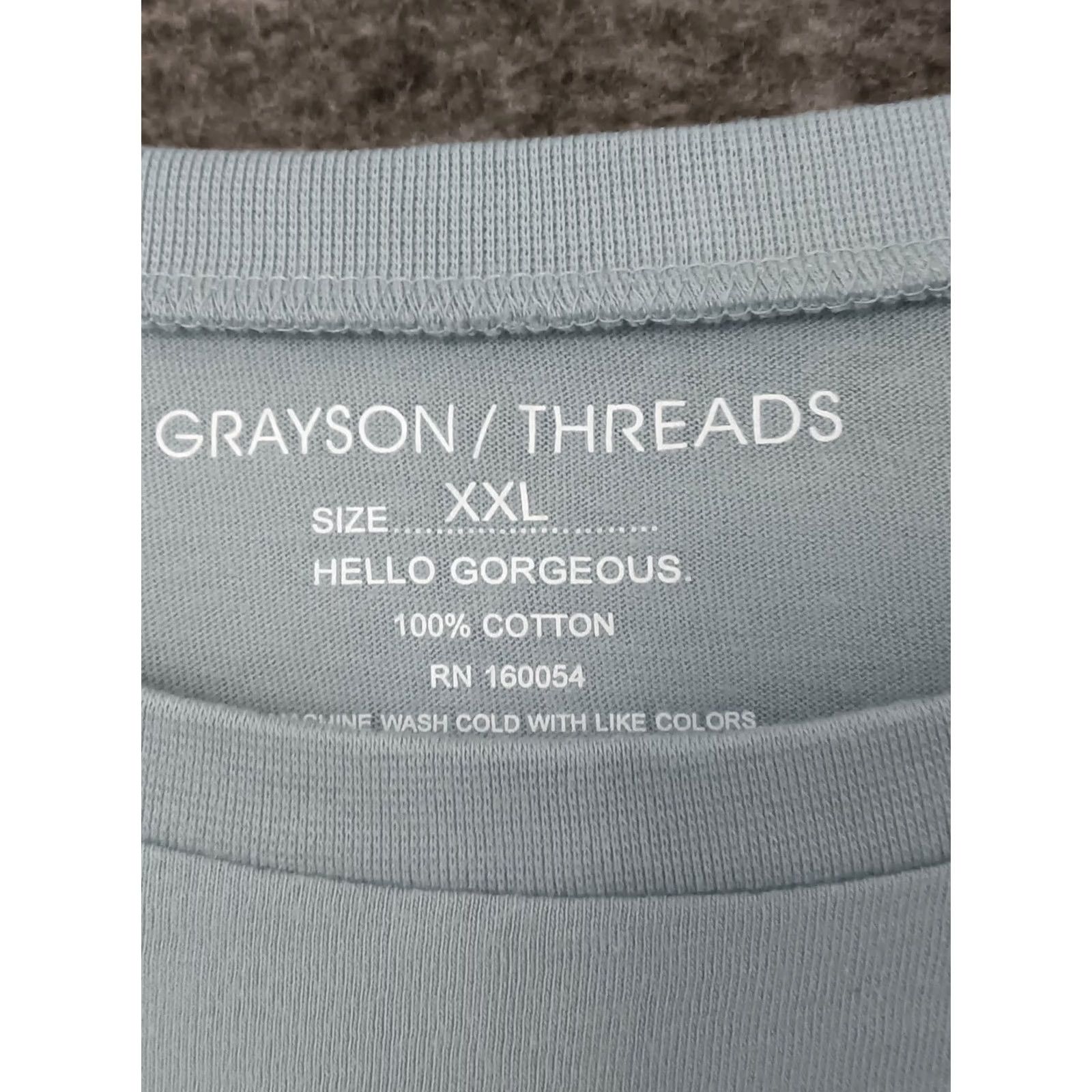Vintage Grayson Threads T-Shirt Graphic Print Blue 2XL Womens Short Sleeve Casual Shirt Cotton Blend Pattern Print Modern Graphic Print Size XXL / US 16-18 / IT 52-54 - 6 Thumbnail