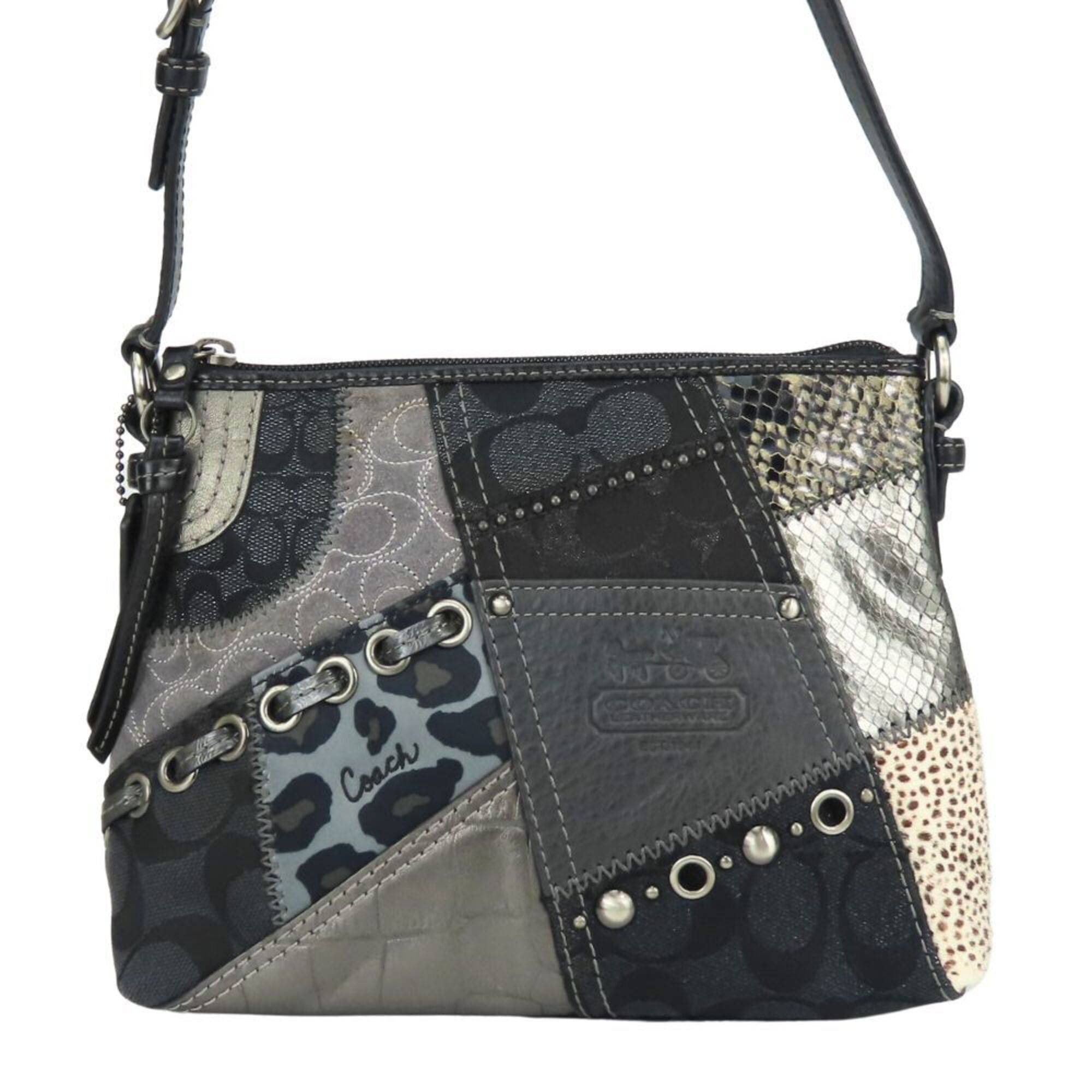 Coach Coach Handbag Patchwork Signature 42005 Canvas Calf Hair 