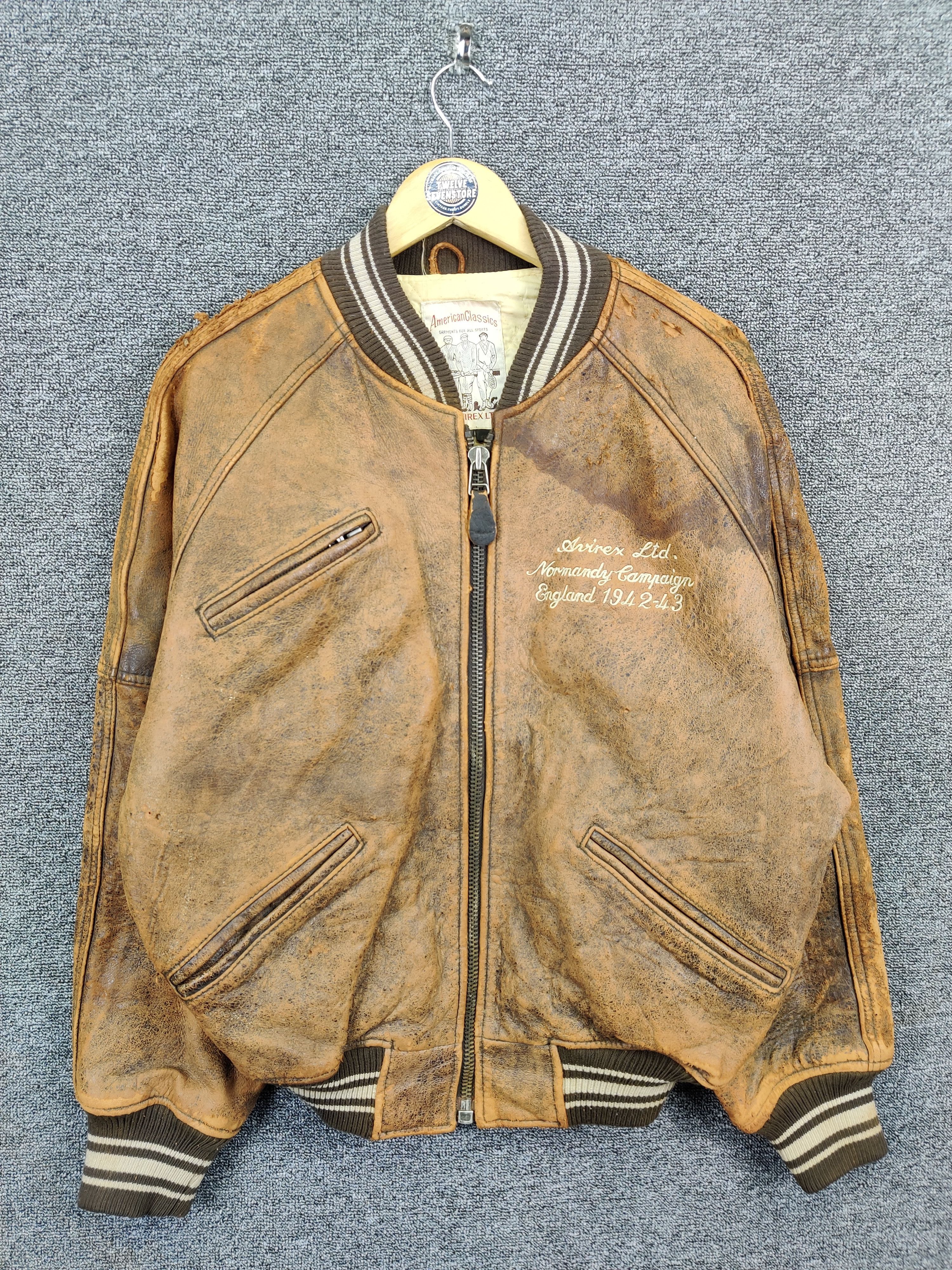 Avirex Thrashed Vintage 90s Avirex USA Varsity Leather Jacket Size US XS / EU 42 / 0 - 4 Thumbnail