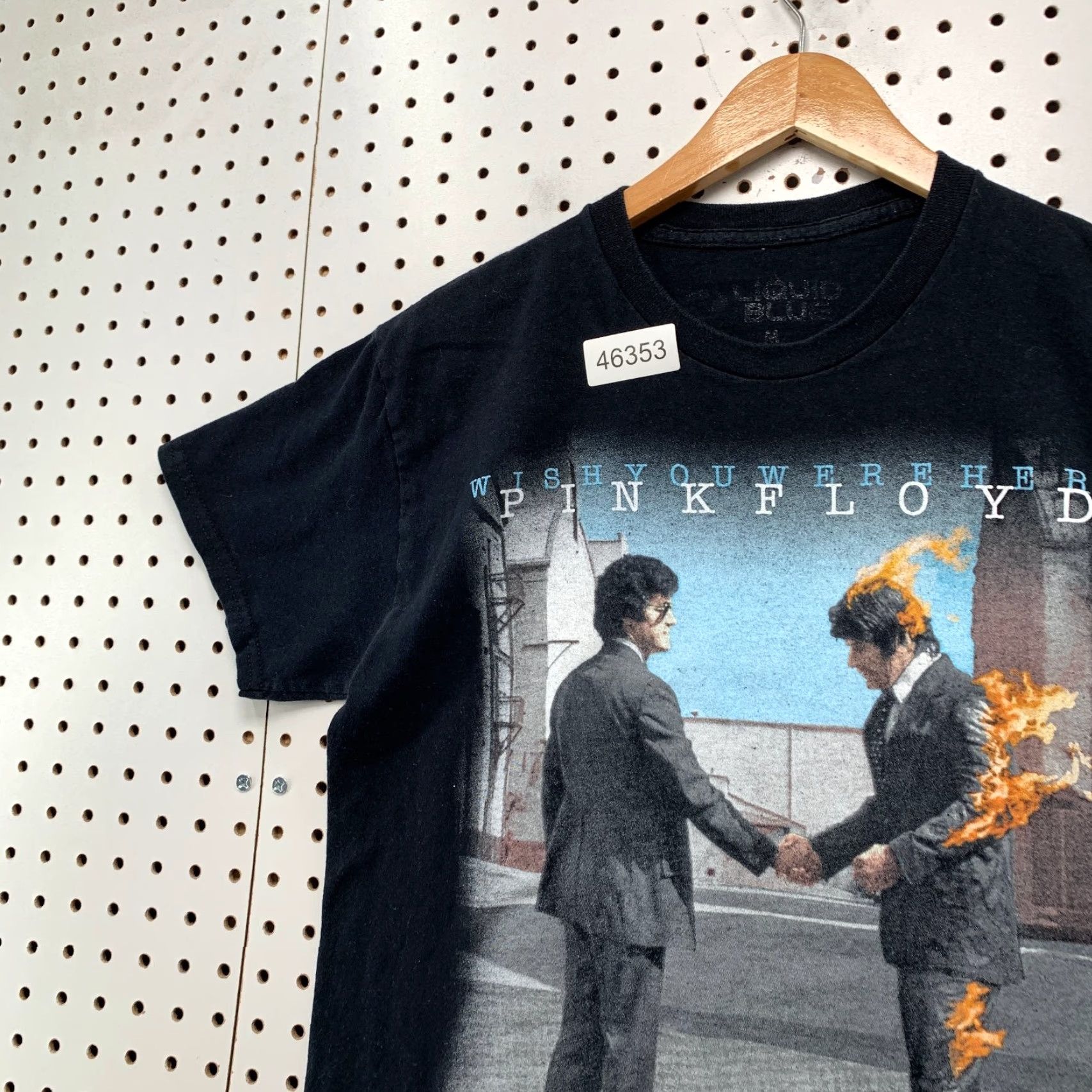 Liquid Blue VINTAGE Pink Floyd Wish You Were Here Shirt Mens Medium Black Cover Art Burning Man Size US M / EU 48-50 / 2 - 6 Thumbnail