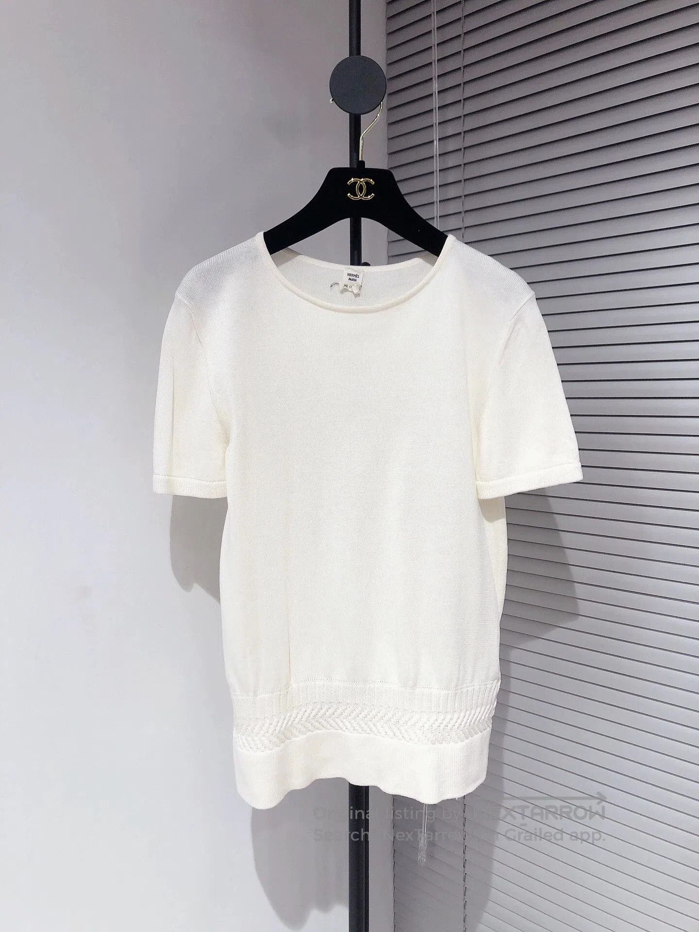Hermes Hermes White Knit Short Sleeve Top. Size US S / EU 44-46 / 1 - 1 Thumbnail