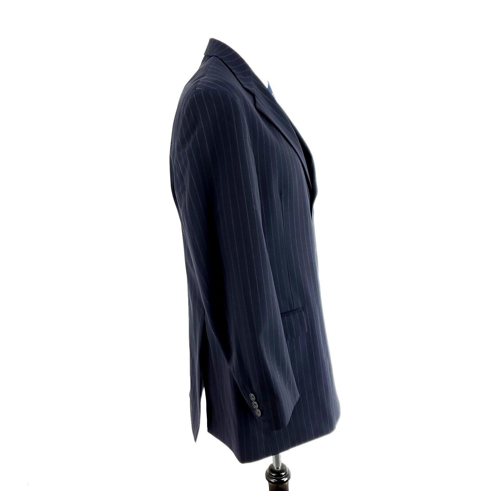 Tommy Hilfiger Tommy Hilfiger Wool 3 Button 2 Piece Suit 40R Blue Striped 3 Size 40R - 8 Thumbnail