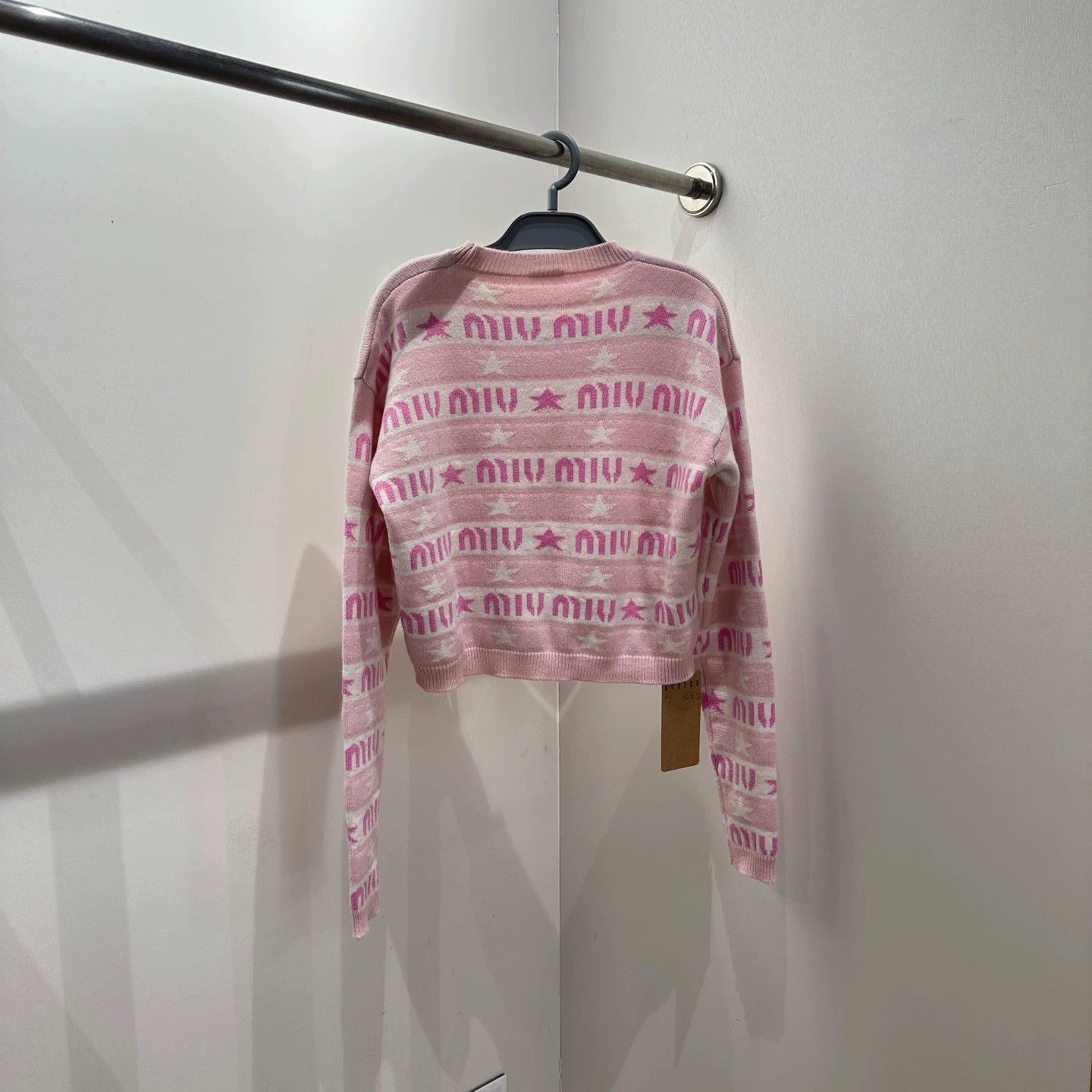 Miu Miu MIU MIU mar337 pink stripe logo knit sweater 36 Size XS / US 0-2 / IT 36-38 - 2 Thumbnail