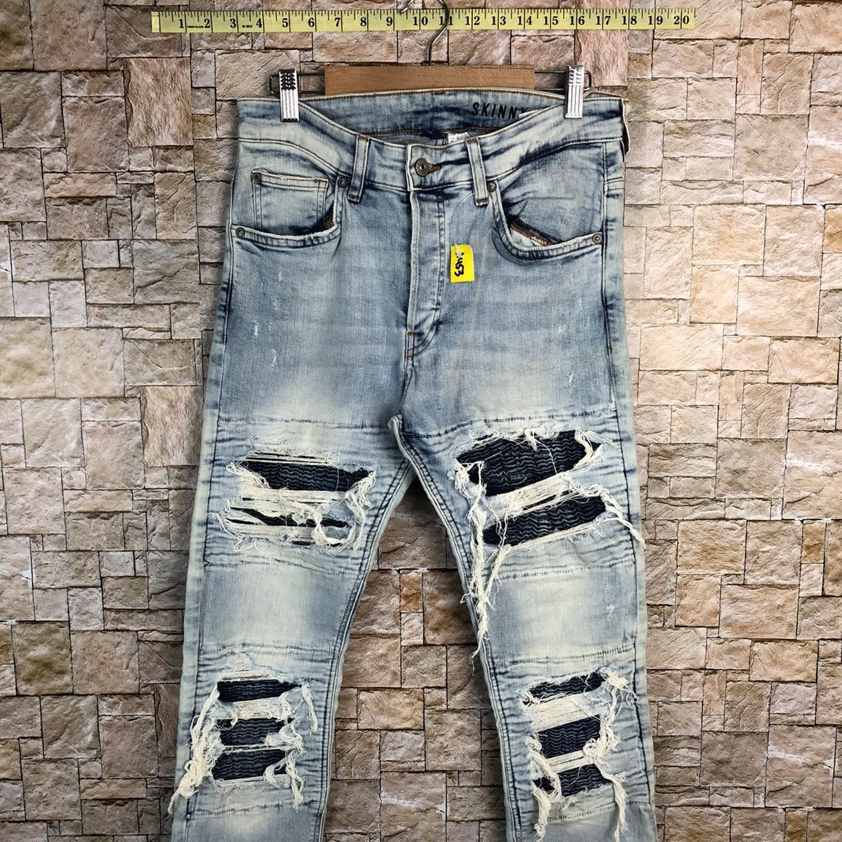 Vintage H&M Blue Distressed ripped Denim Pants #A453 Size US 32 / EU 48 - 2 Thumbnail