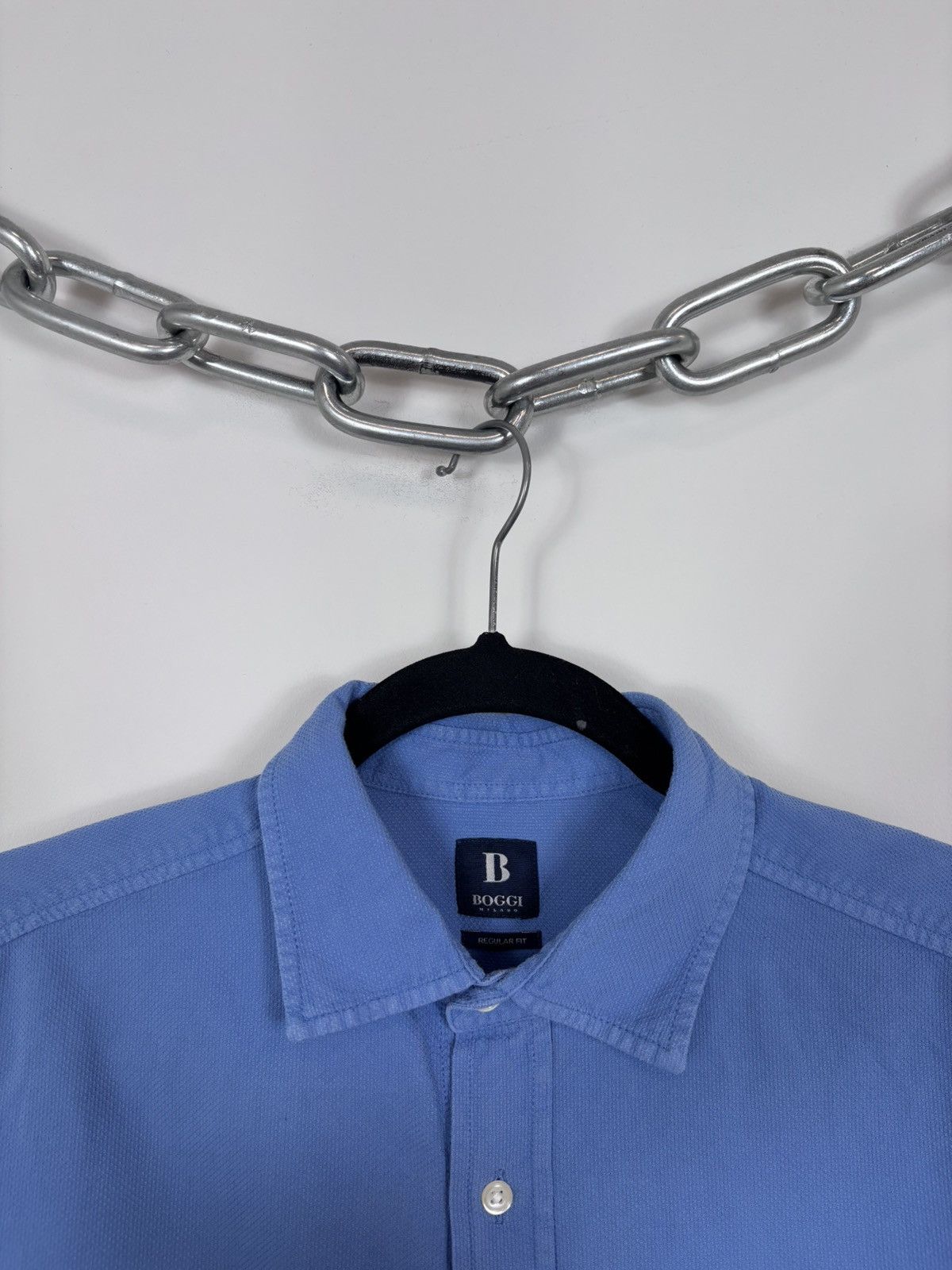 Boggi Boggi Milano Men’s Regular Fit Blue Cotton Button Up Shirt Size US M / EU 48-50 / 2 - 4 Thumbnail
