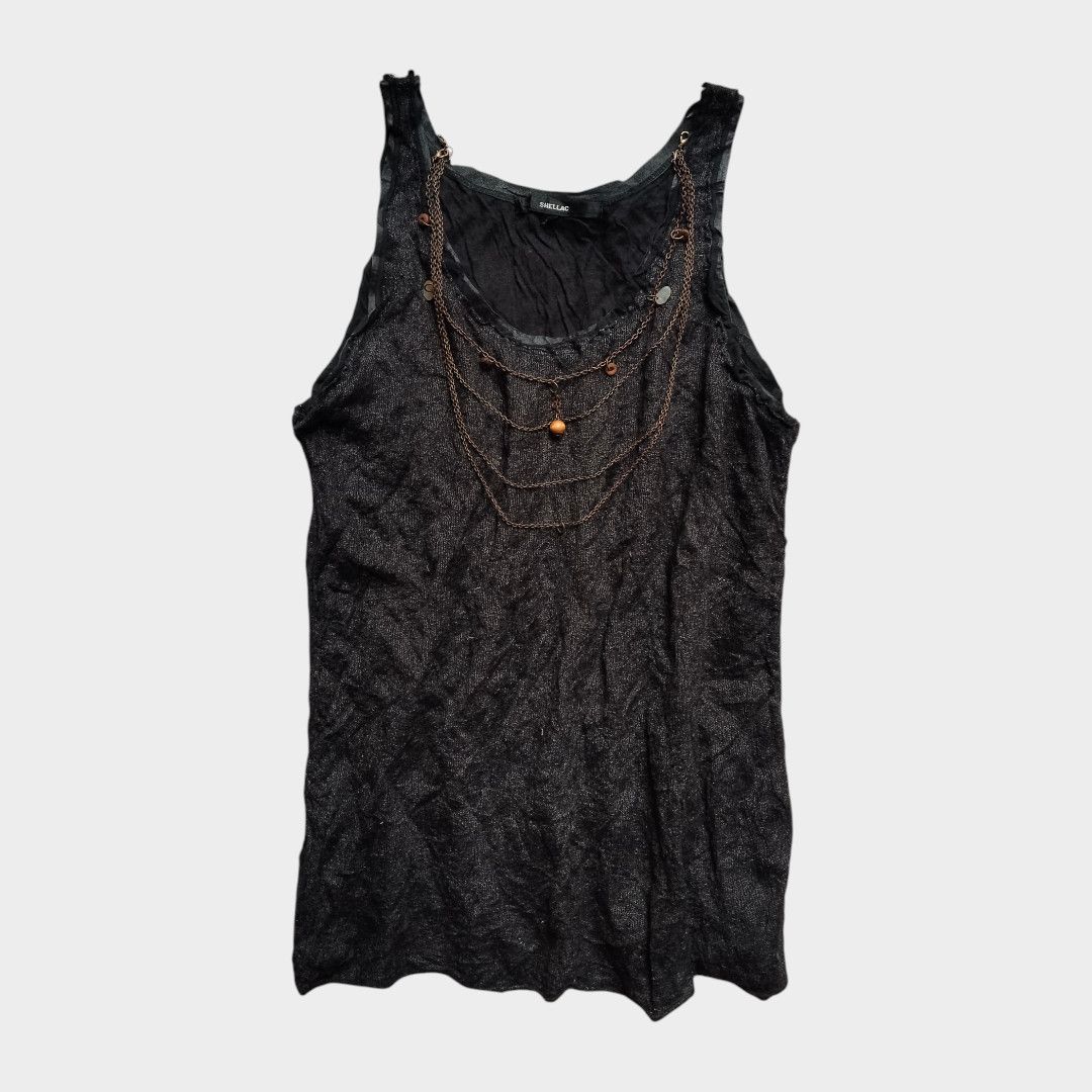 Shellac Shellac glitter leather trim vkei sleeveless tee Size US S / EU 44-46 / 1 - 1 Thumbnail