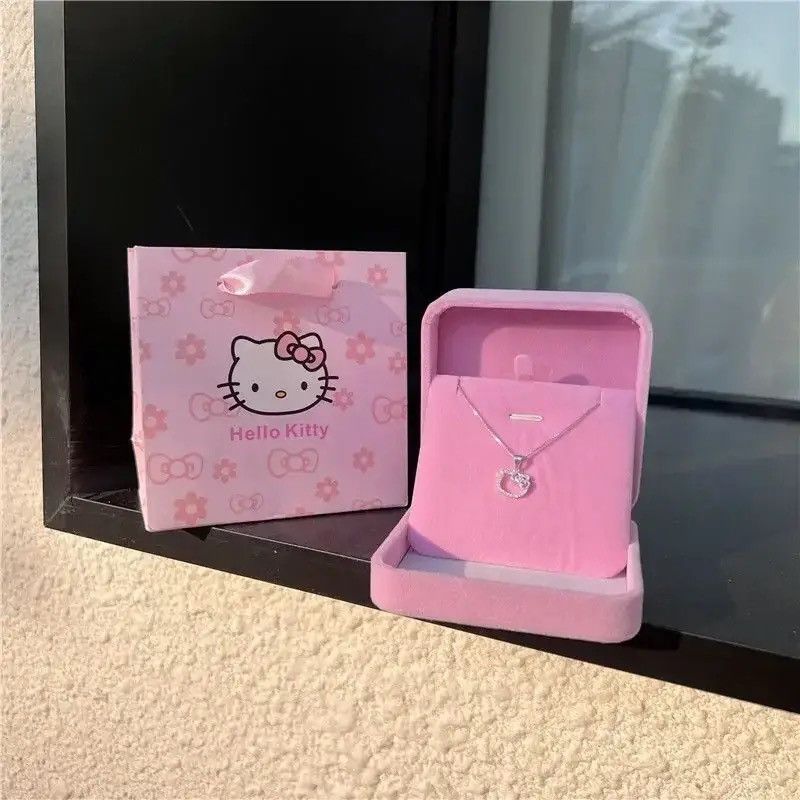 Jewelry Hello Kitty Sanrio Anime Crystal Pendant Necklace Size ONE SIZE - 2 Thumbnail