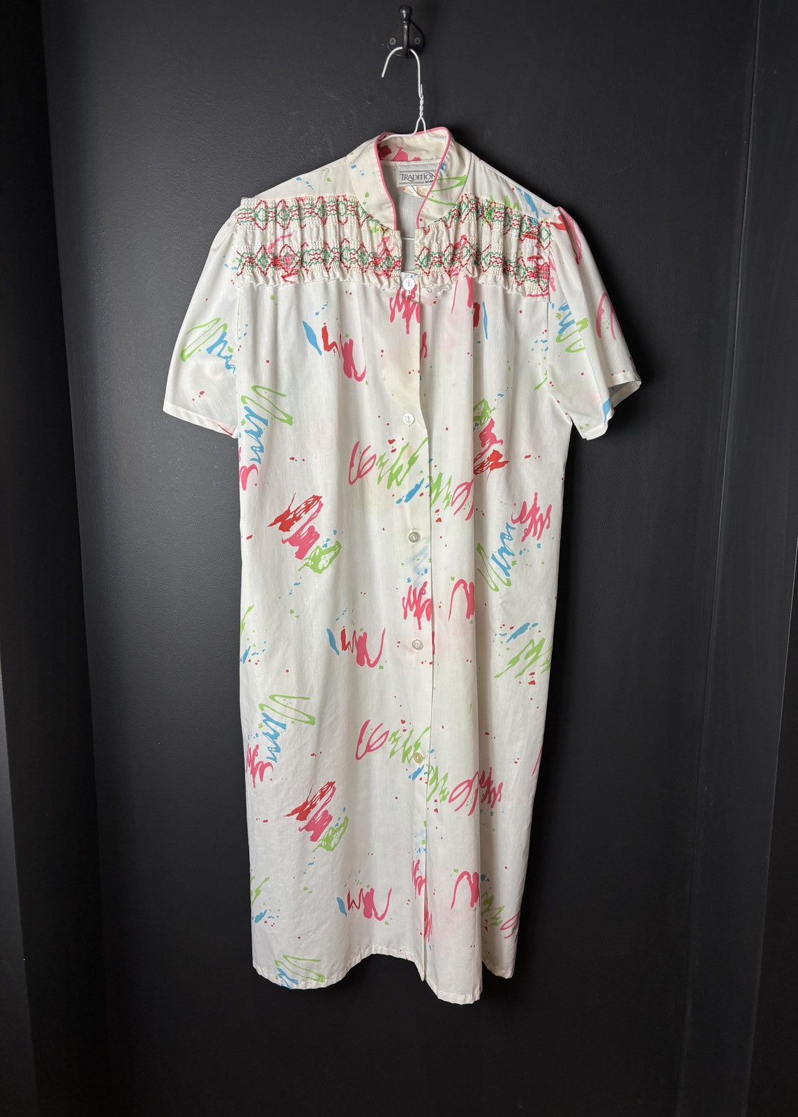 Vintage 1980s Vintage Sleep Gown Art Attack Ugly Print Frock Dress Size S / US 4 / IT 40 - 1 Thumbnail