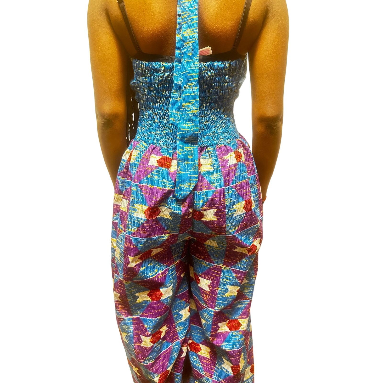 Other blue multi colored halter african print flowy jumpsuit Size 30" / US 8 / IT 44 - 6 Thumbnail