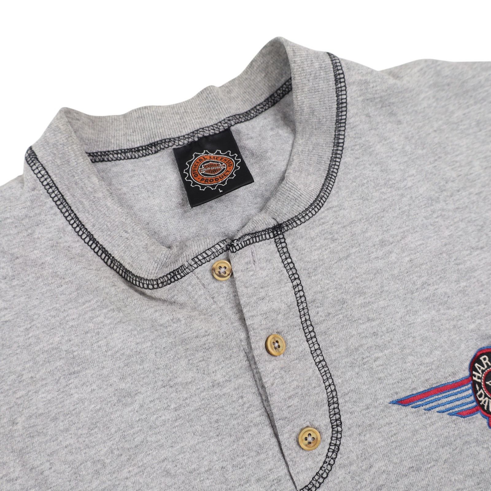 Harley Davidson × Vintage Vintage Harley Davidson USA Henley T Shirt Size US L / EU 52-54 / 3 - 6 Thumbnail