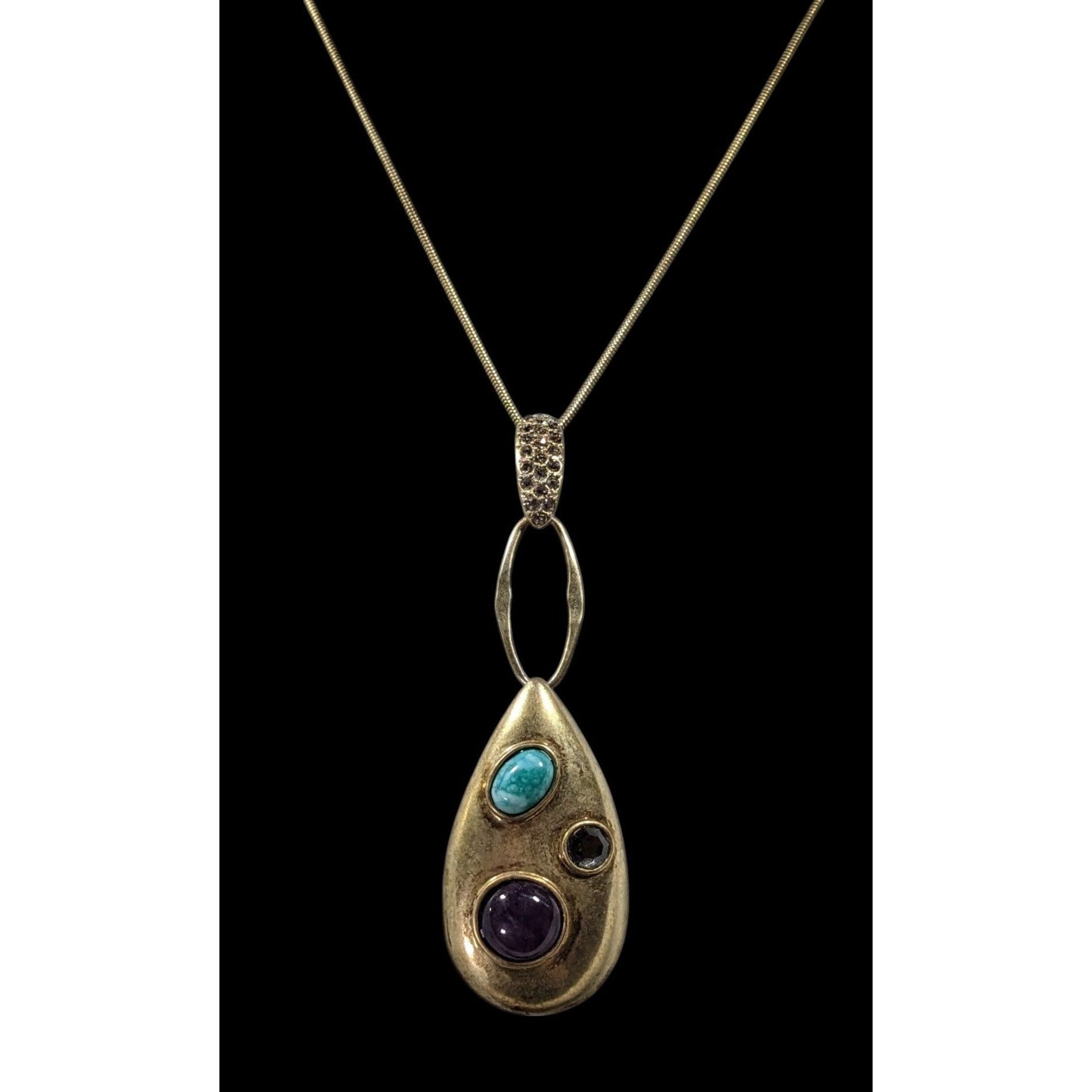 Nine West Nine West Elegant Glam Gold Tone Teardrop Gemstone Necklace Size ONE SIZE - 3 Thumbnail