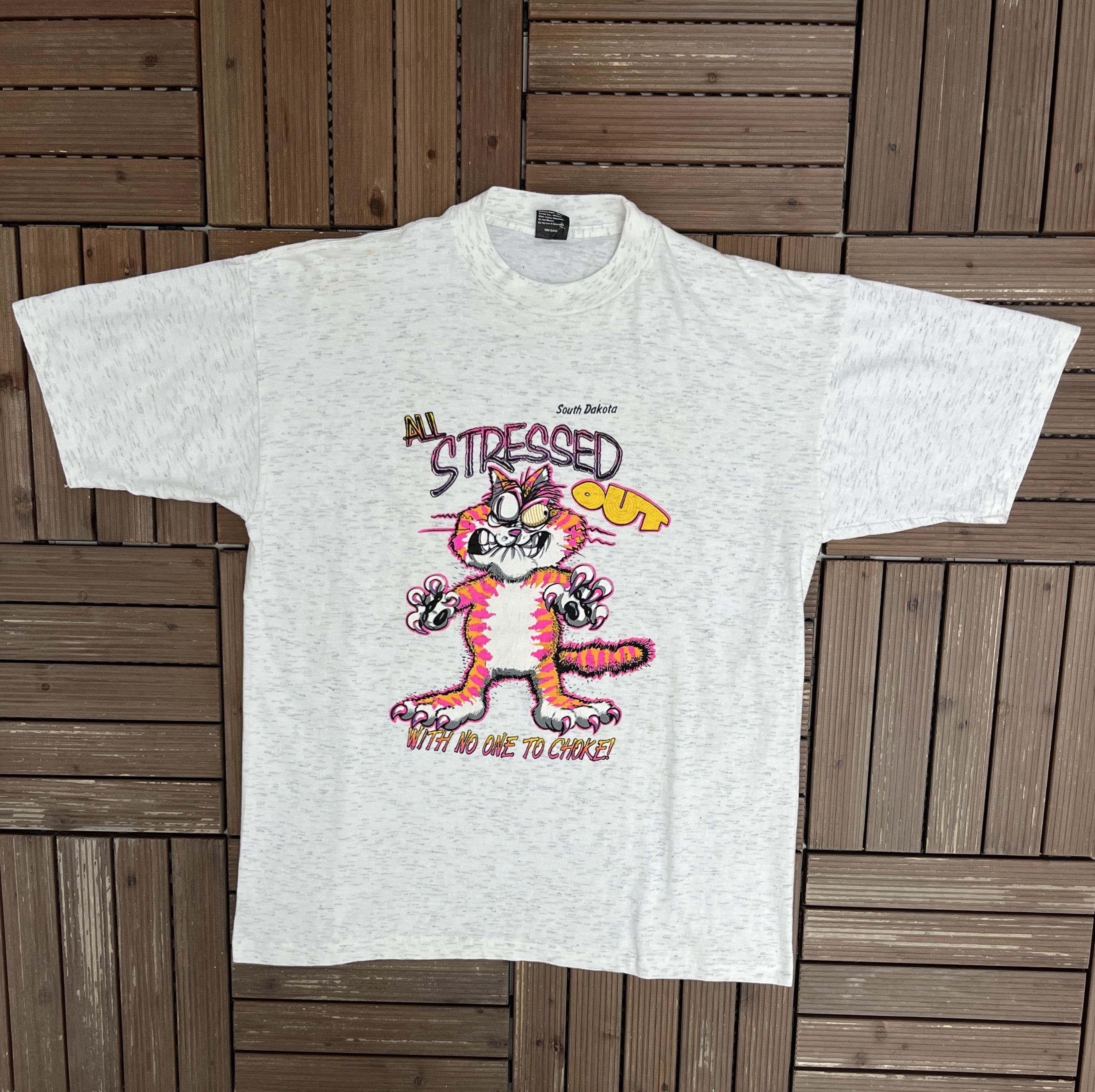 Vintage South Dakota All Stressed Out Vintage Cartoon T-Shirt Tee Size US XL / EU 56 / 4 - 1 Thumbnail