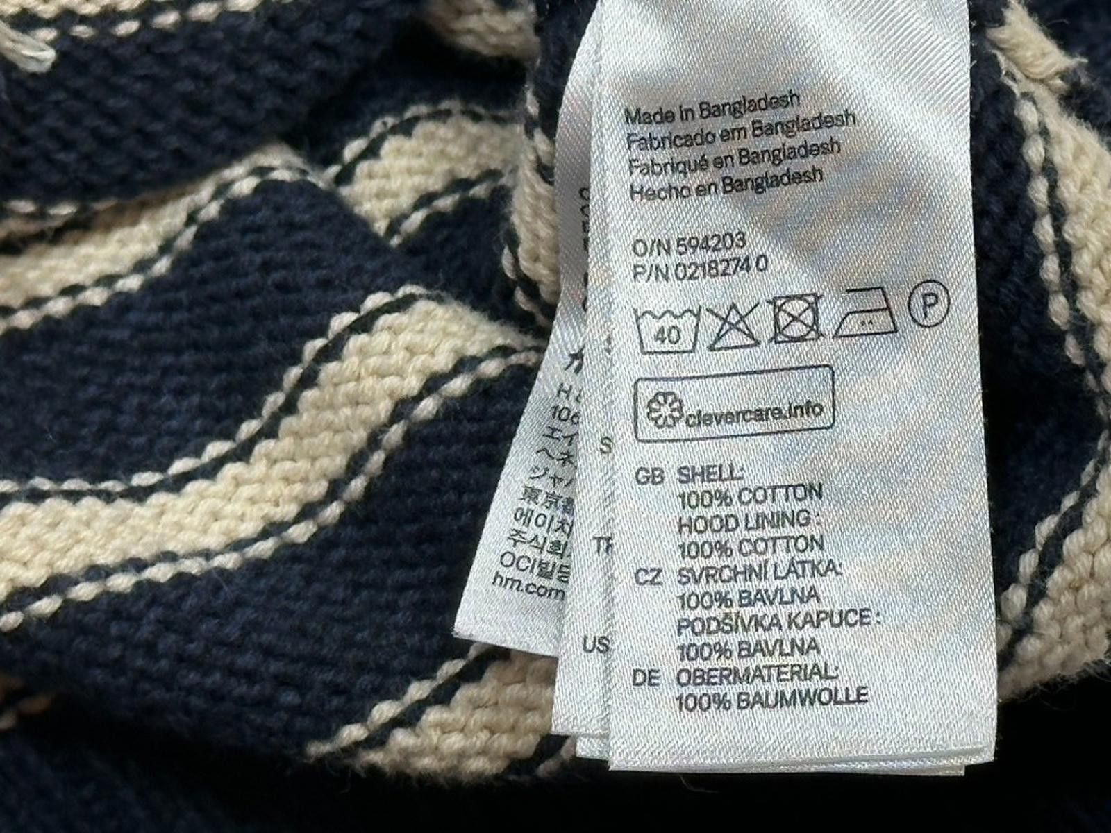 H&M HM LOGG 1/4 Button Striped Pocket Hoodie Blue Mens L Size US L / EU 52-54 / 3 - 5 Thumbnail