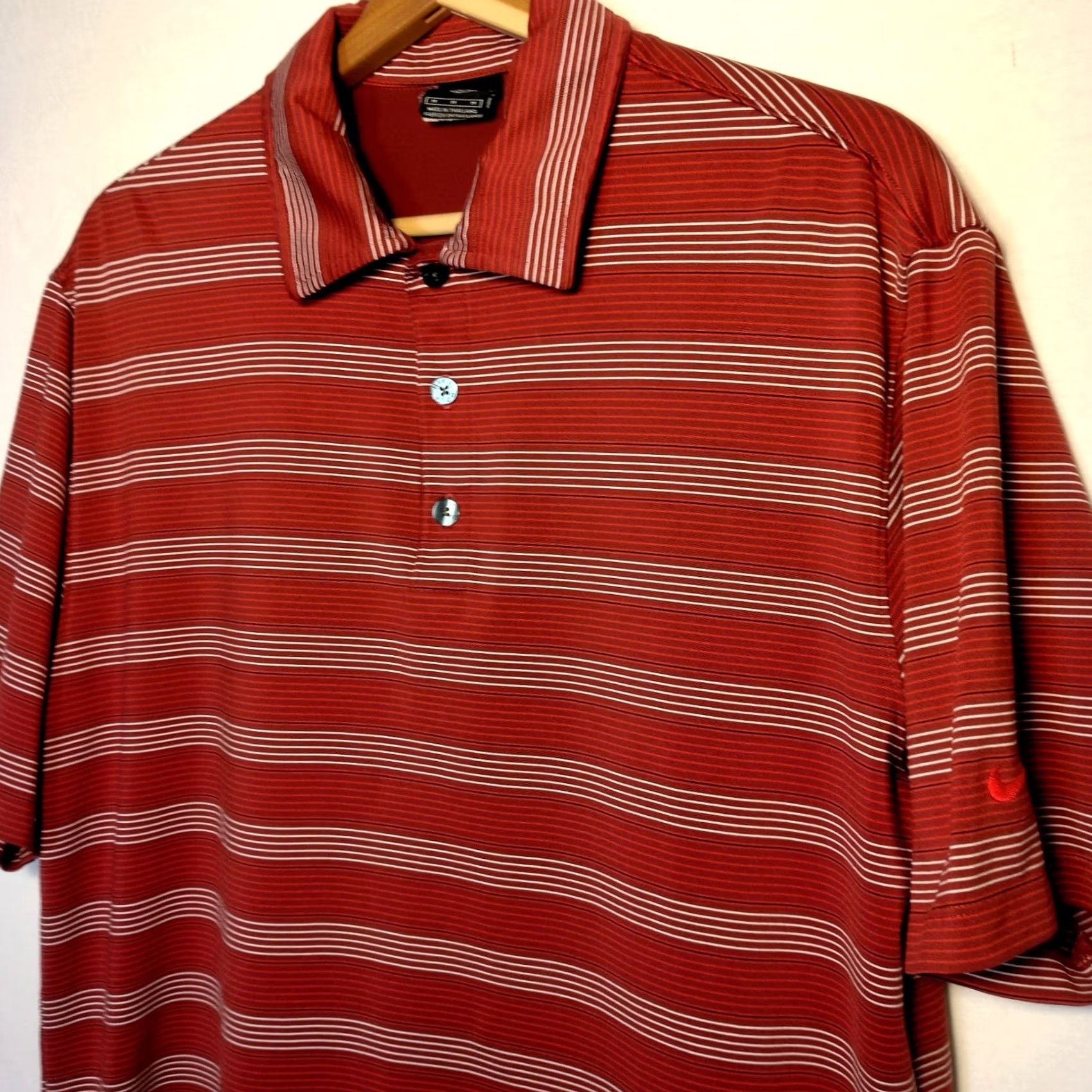 Nike Nike Shirt Mens M maroon Golf Dri Fit Polo Short Slv White Stripe Performance Size US M / EU 48-50 / 2 - 2 Thumbnail