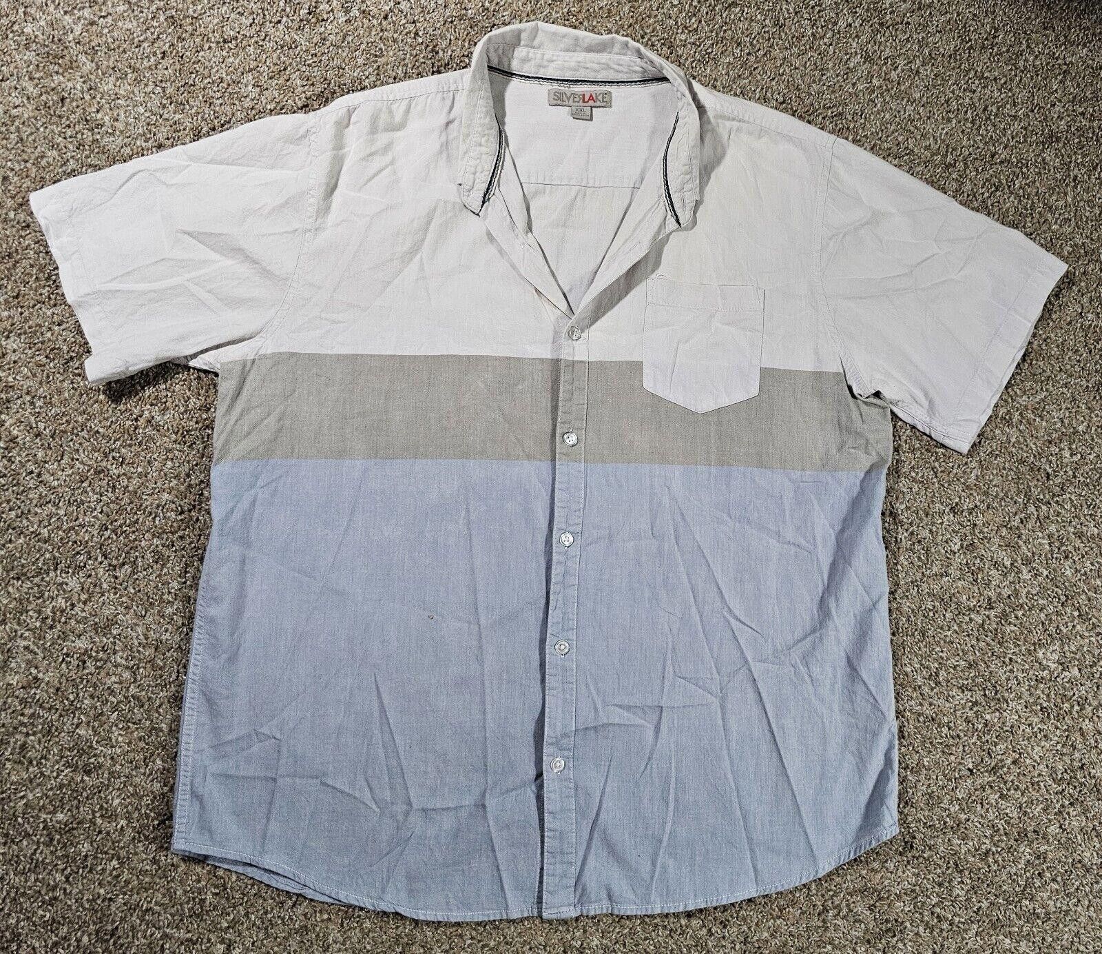 Designer SilverLake XXL Blue White Gray Colorblock Button Down Shirt Size US XXL / EU 58 / 5 - 1 Thumbnail