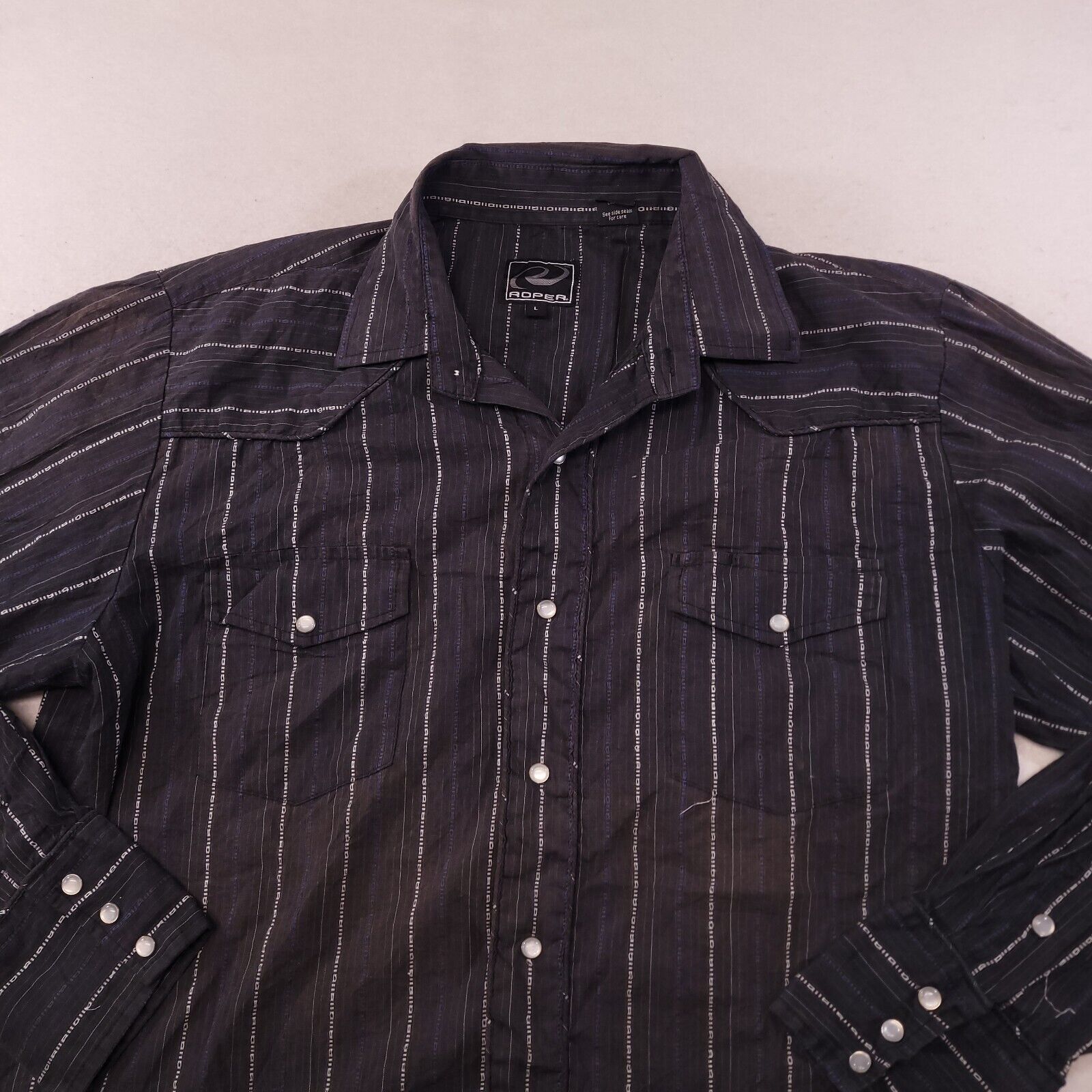 Roper Roper Casual Button Up Shirt Mens Size Large L Black Striped Size US L / EU 52-54 / 3 - 1 Thumbnail