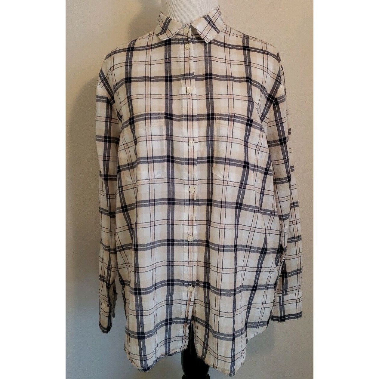 Madewell Madewell Boyfriend Shirt Womens XS 100% Cotton Blue Pink Pla Size XS / US 0-2 / IT 36-38 - 3 Thumbnail