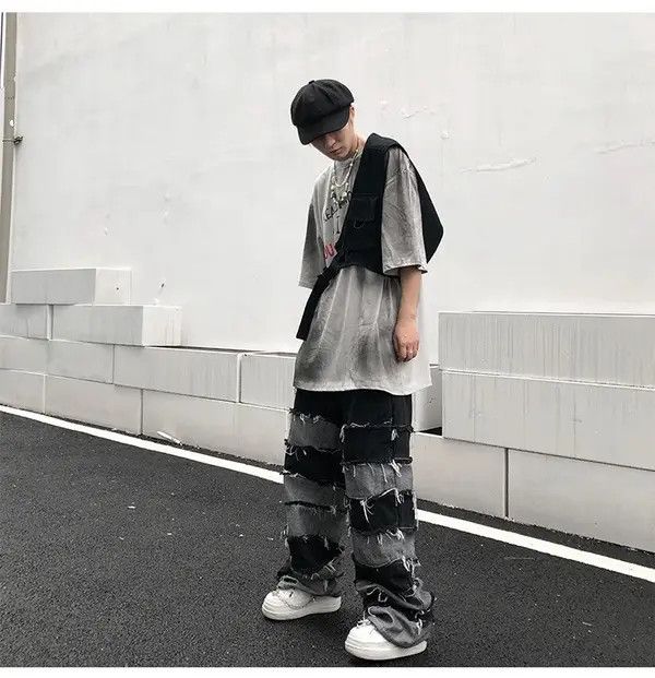 VIBE Jeans wide legs trousers tassels hip-hop loose jeans Size US 34 / EU 50 - 4 Thumbnail