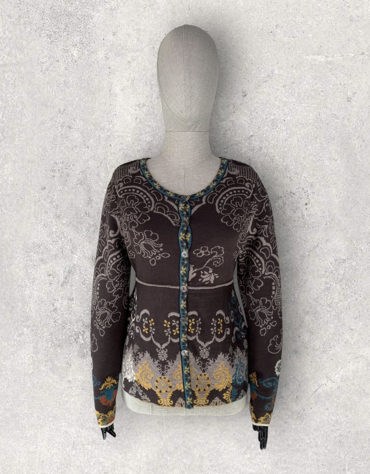 Other IVKO Jacquard Cardigan Pleated Back Multicolor Wool Knit Size S / US 4 / IT 40 - 1 Thumbnail